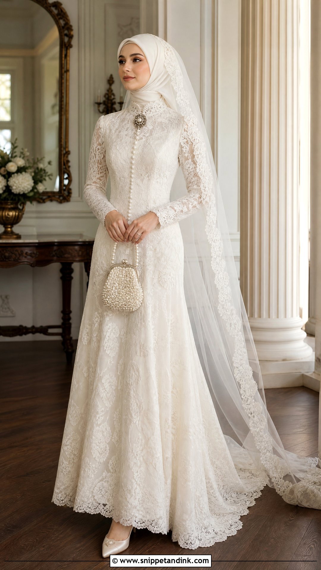 Vintage Lace Wedding Dress With Hijab - Snippet and Ink - 20 Wedding Dresses with Hijab