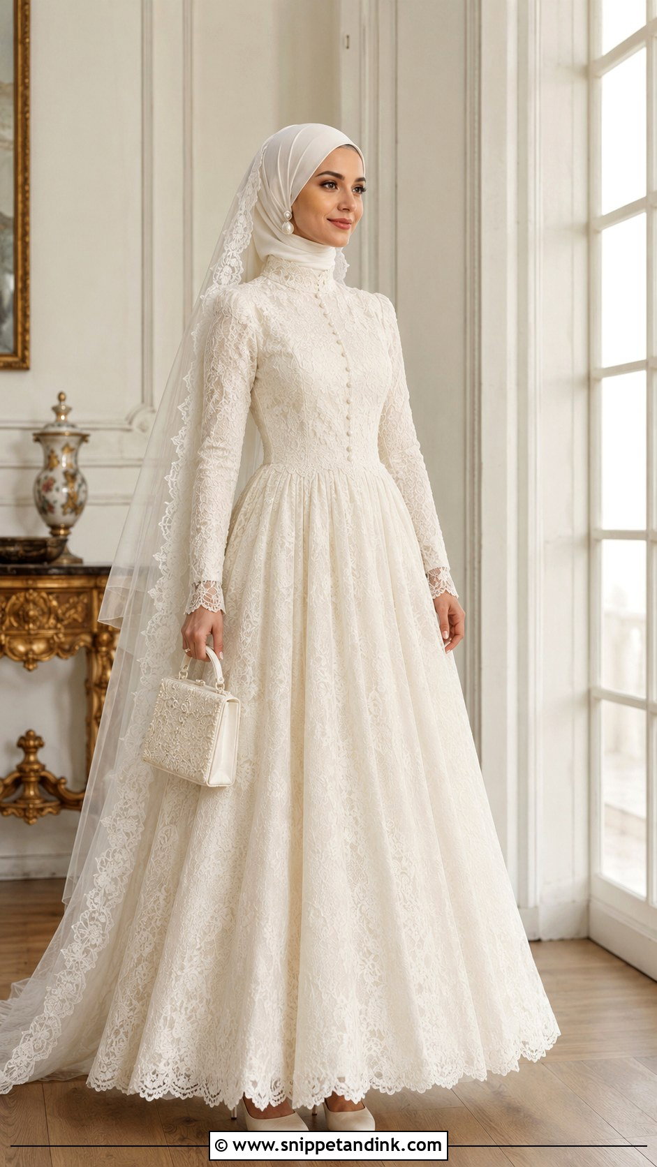 Vintage Lace Wedding Dress with Hijab - Snippet and Ink - 20 Wedding Dress with Hijab Ideas