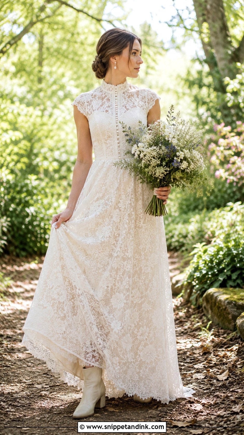 Vintage Lace Woodland Wedding Dress - Snippet and Ink - 25 Enchanted Forest Wedding Dress Ideas