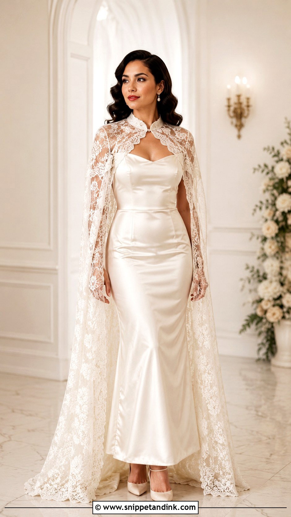 Vintage Latina Wedding Dress With Lace Cape - Snippet and Ink - 25 Latina Wedding Dress Ideas