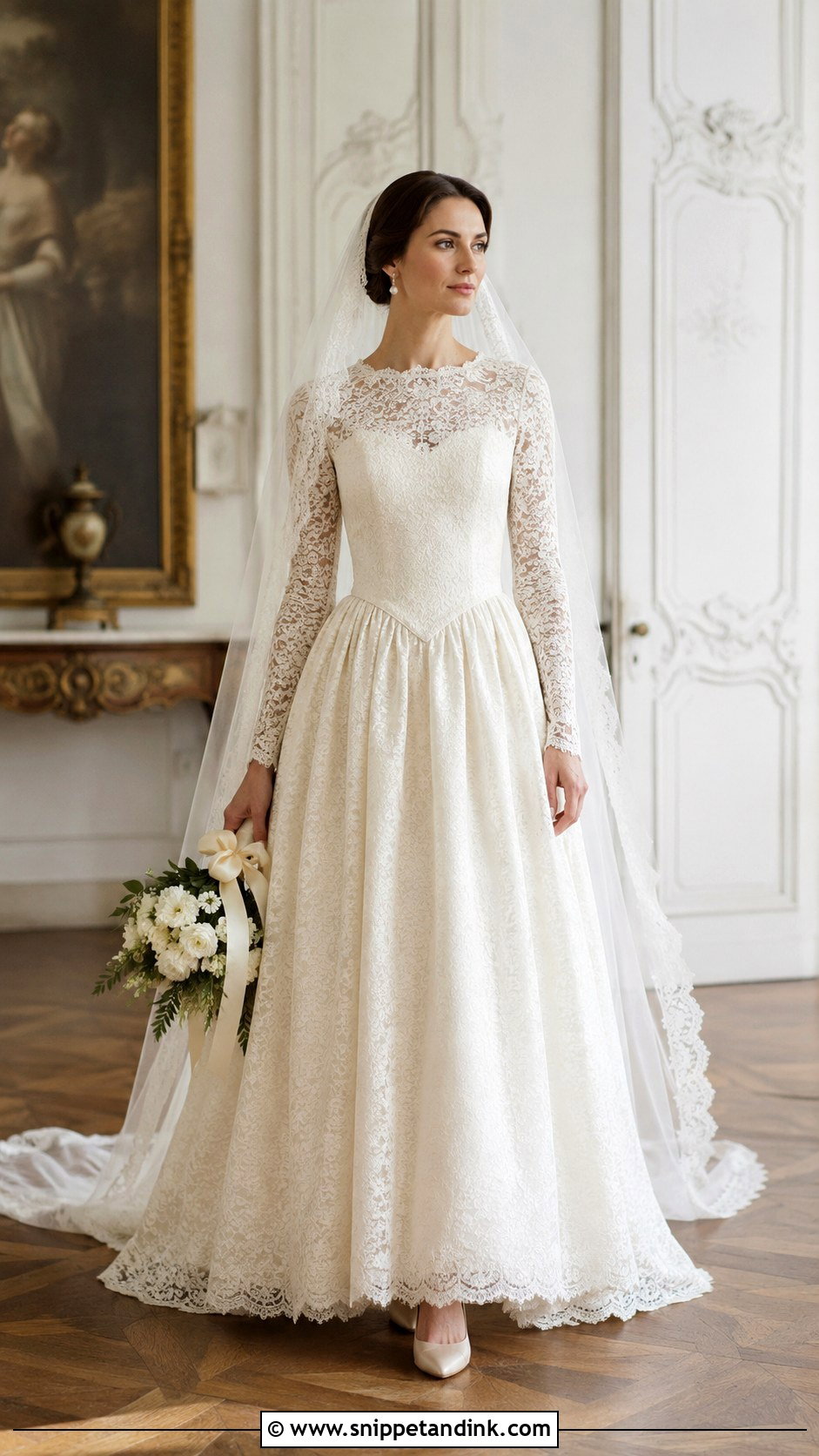 Vintage Long Sleeve Basque Waist Wedding Dress - Snippet and Ink - 20 Long Sleeve Basque Waist Wedding Dress Ideas