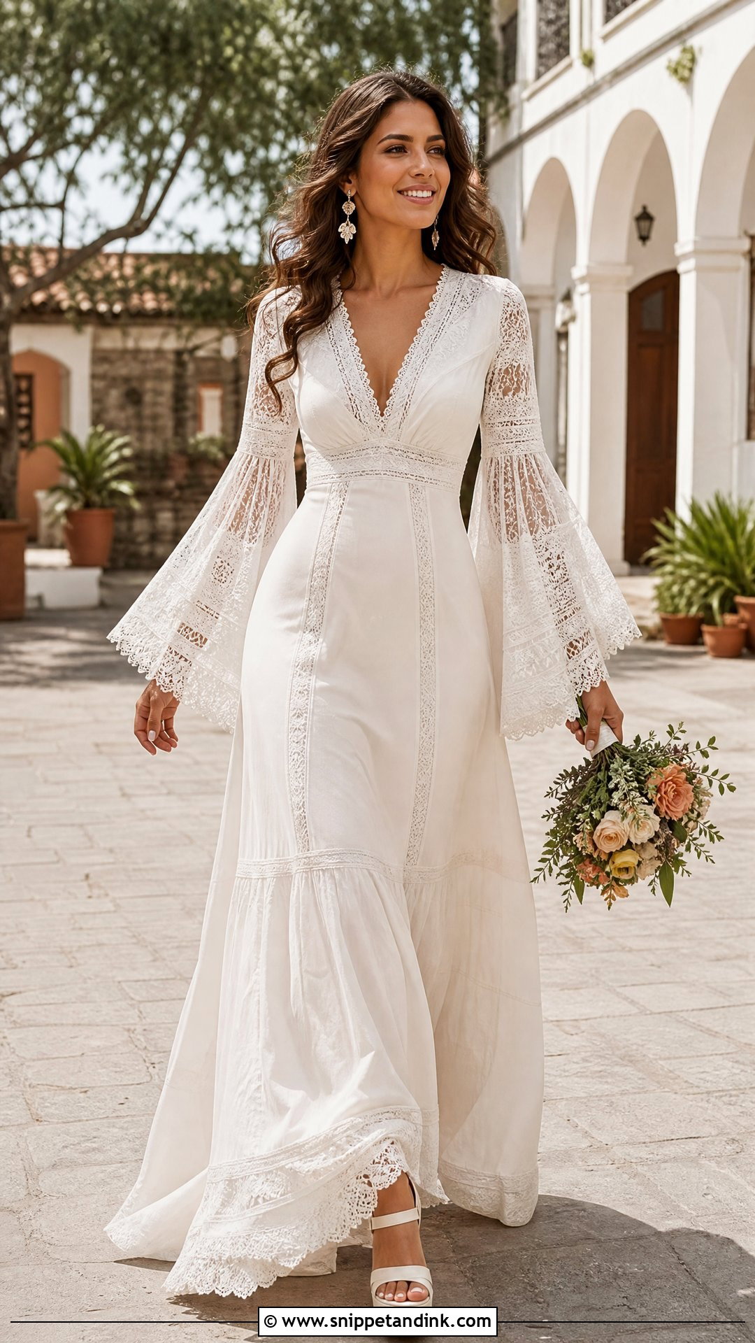 Vintage Mexican Bell Sleeve Wedding Dress - Snippet and Ink - 25 Vintage Mexican Wedding Dress Ideas
