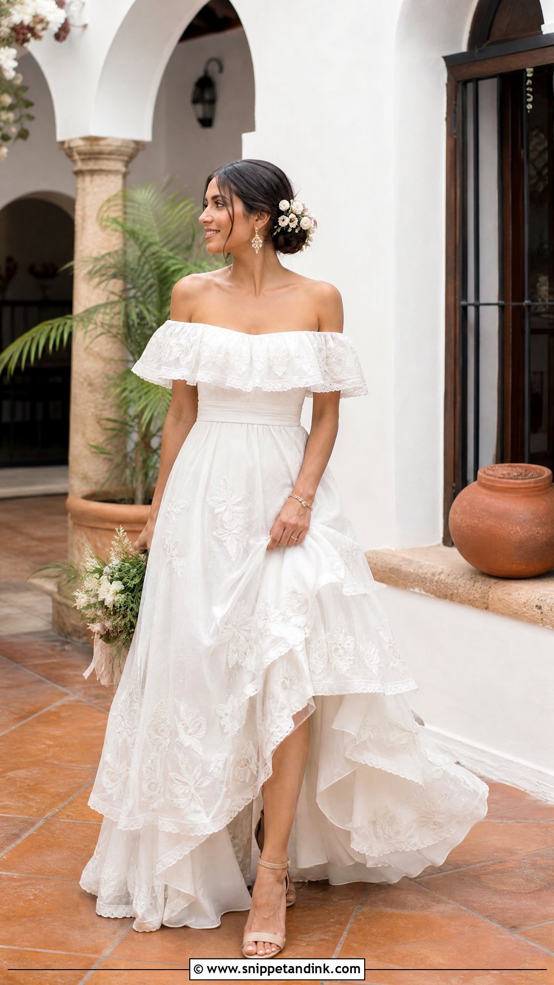 Vintage Mexican Off Shoulder Wedding Dress - Snippet and Ink - 25 Vintage Mexican Wedding Dress Ideas
