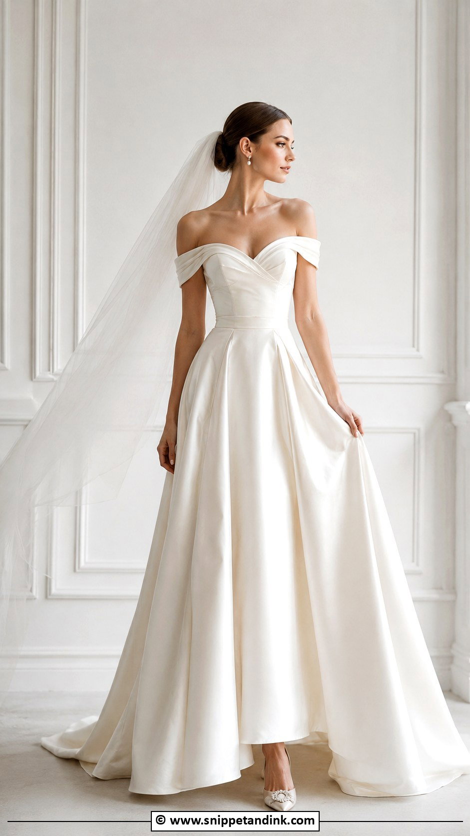 Vintage Off Shoulder Wedding Dress - Snippet and Ink - 30 Vintage Wedding Dress Ideas