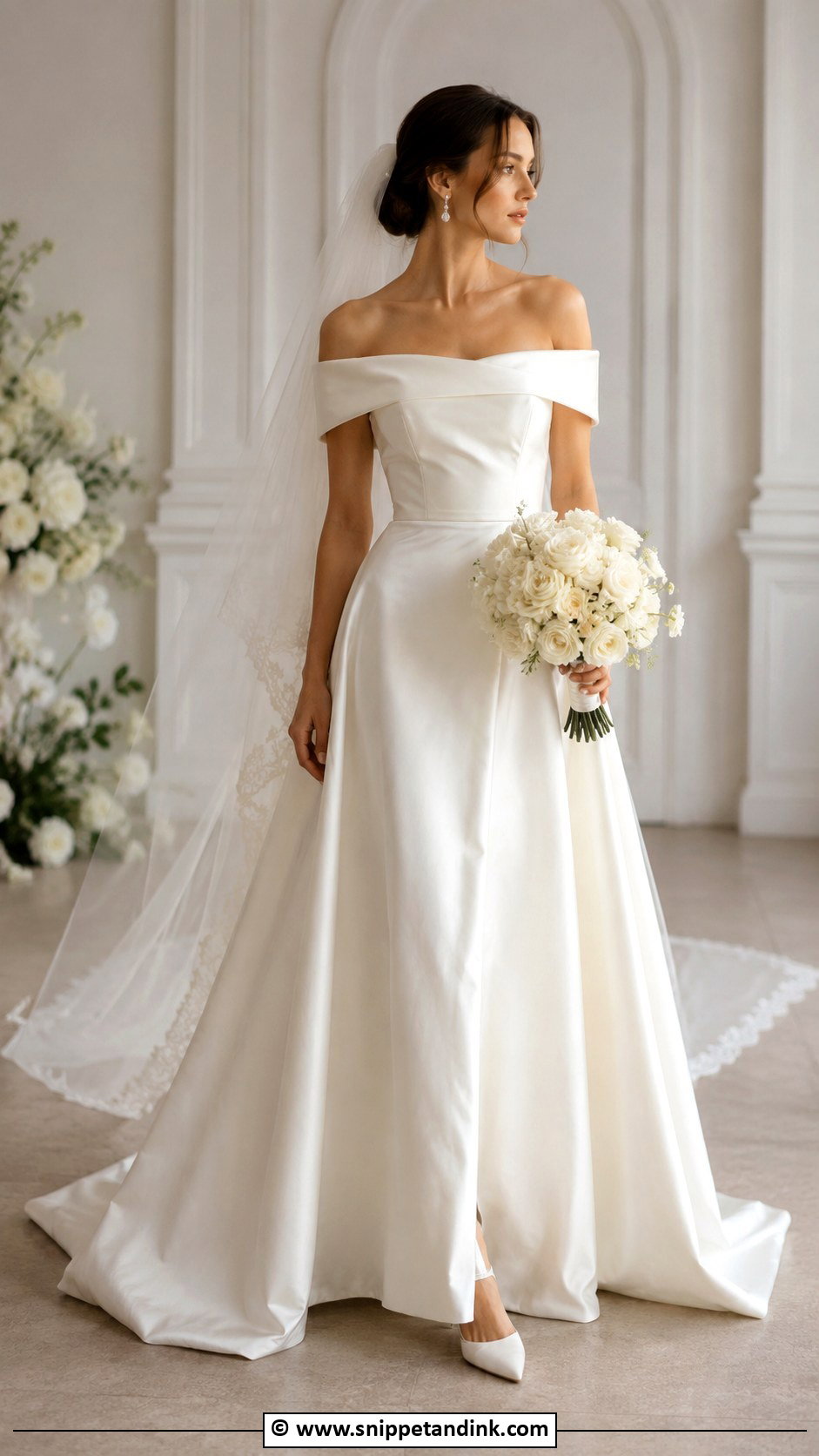 Vintage Off Shoulder Wedding Dress - Snippet and Ink - 25 Vintage Style Wedding Dresses