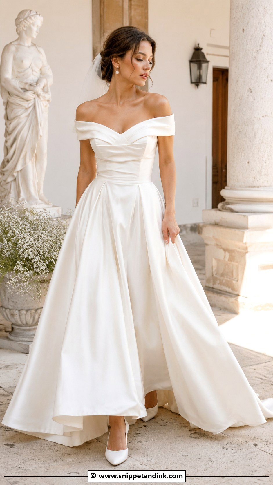 Vintage Off Shoulder Wedding Gown - Snippet and Ink - 25 Vintage Wedding Gowns