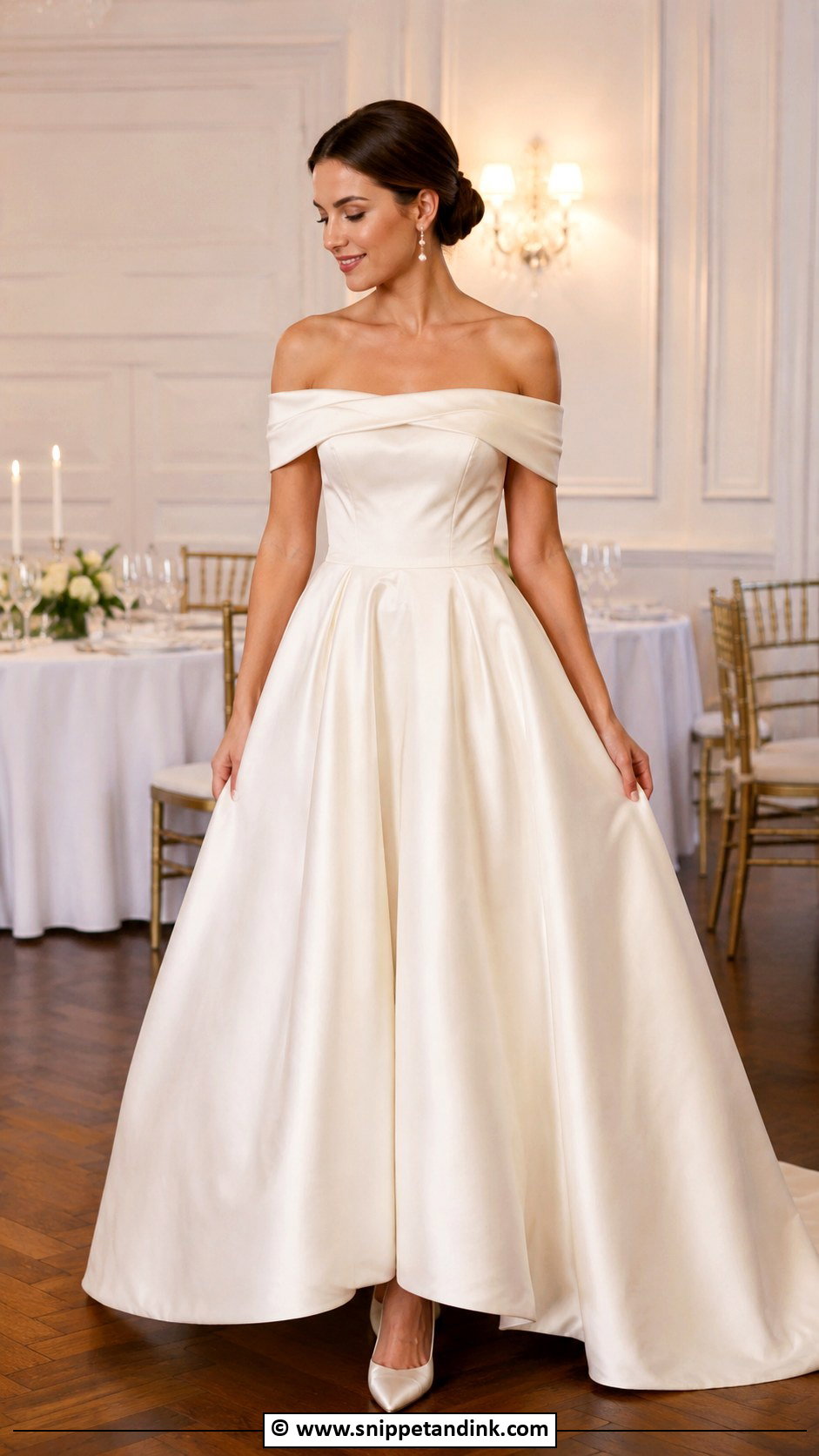 Vintage Off The Shoulder Wedding Dress - Snippet and Ink - 35 Vintage Wedding Dresses