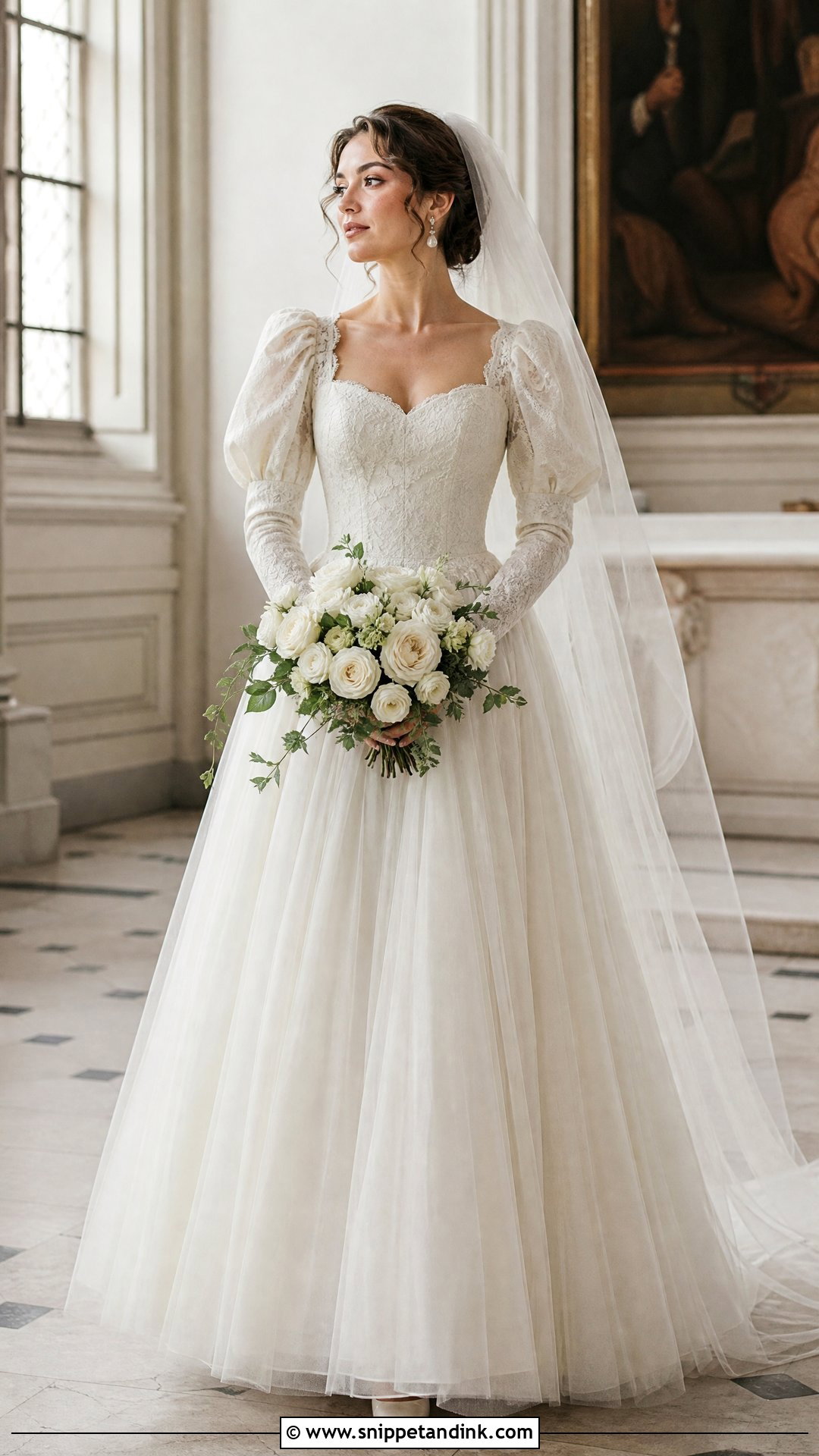 Vintage Princess Wedding Dress With Juliet Sleeves - Snippet and Ink - 20 Princess Wedding Dresses Long Sleeve