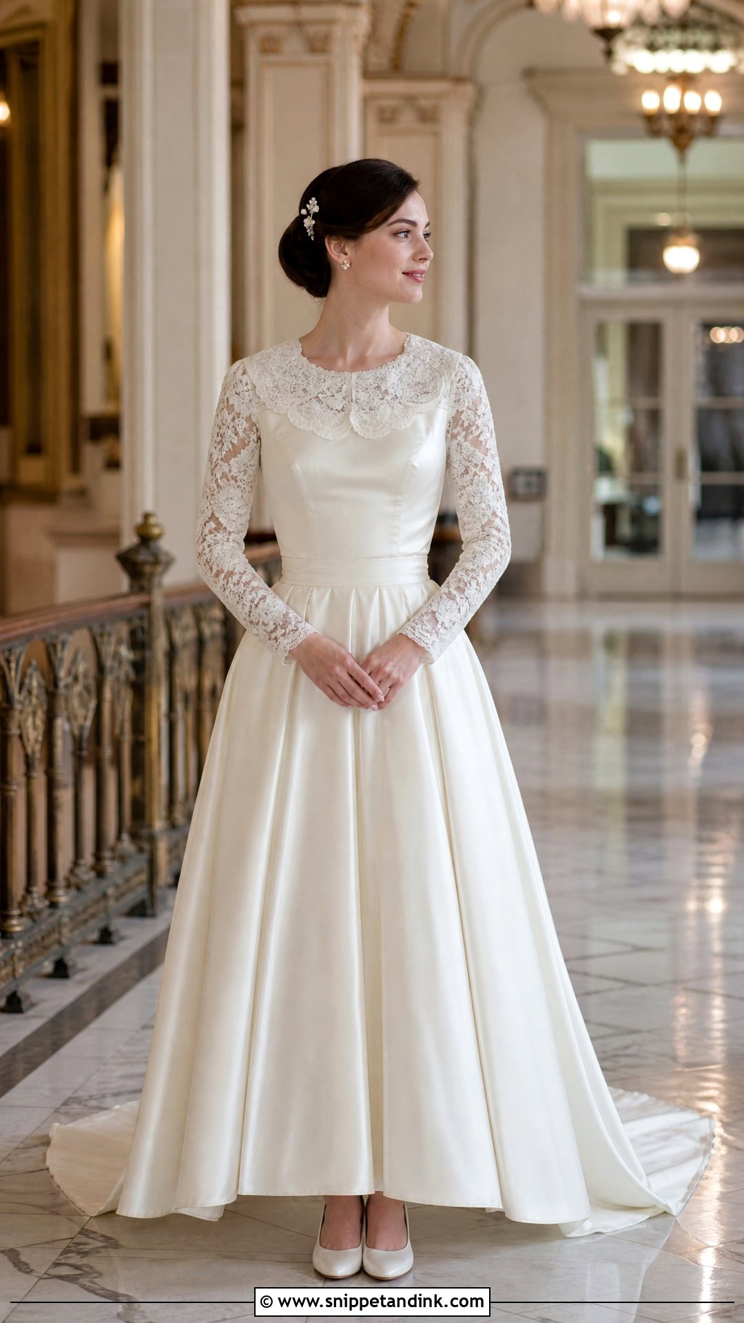 Vintage Satin Wedding Dress With Lace Collar - Snippet and Ink - 20 Satin and Lace Wedding Dresses
