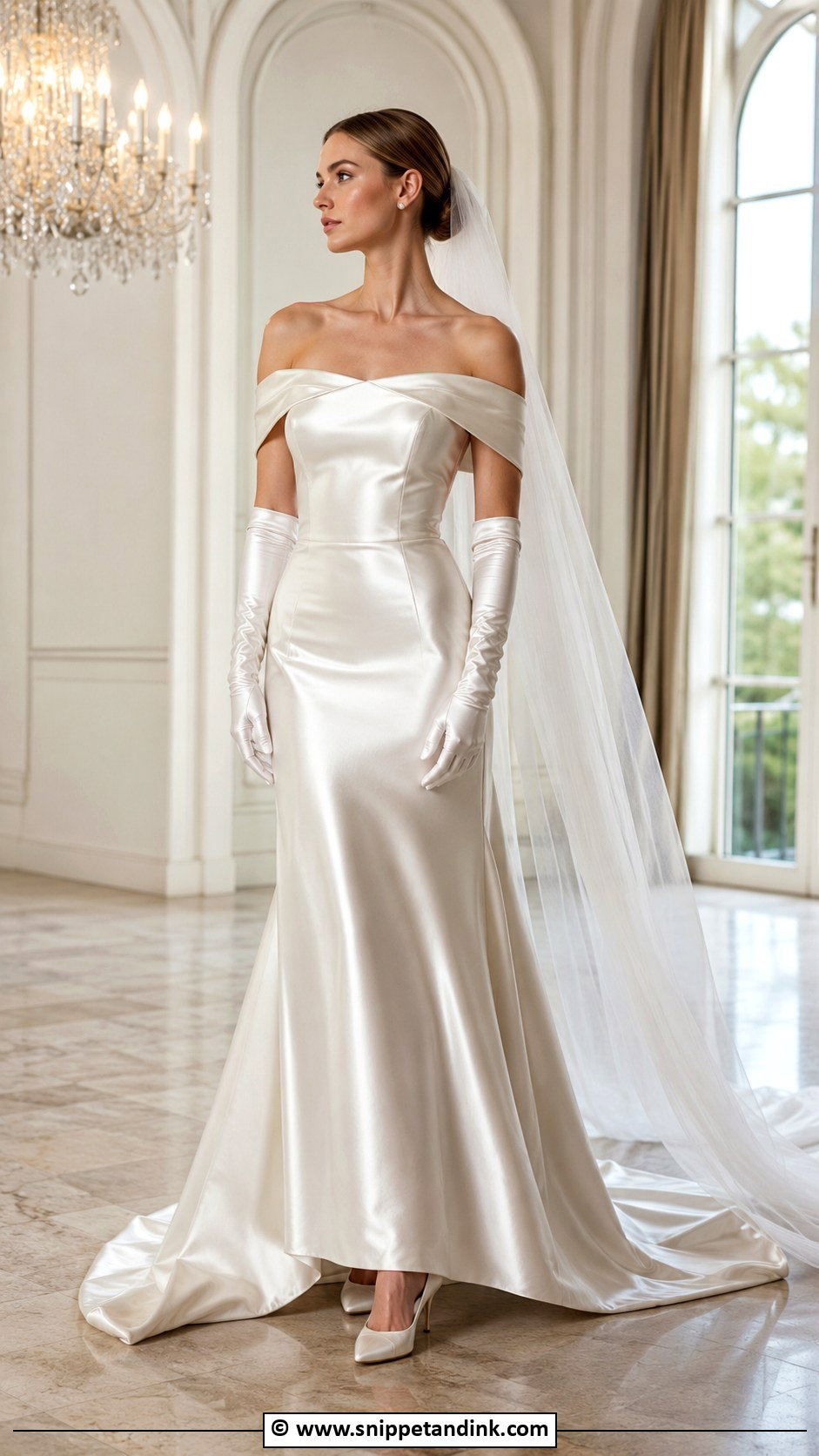 Vintage Satin Wedding Gown With Gloves - Snippet and Ink - 35 Vintage Wedding Gown Ideas