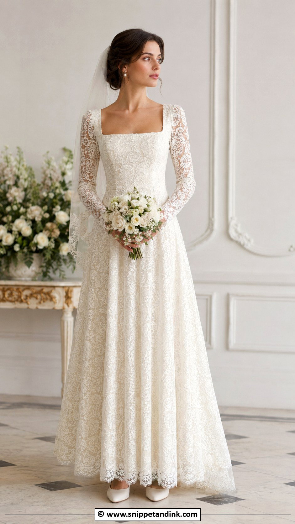 Vintage Square Neck Wedding Dress - Snippet and Ink - 30 Vintage Wedding Dress Ideas