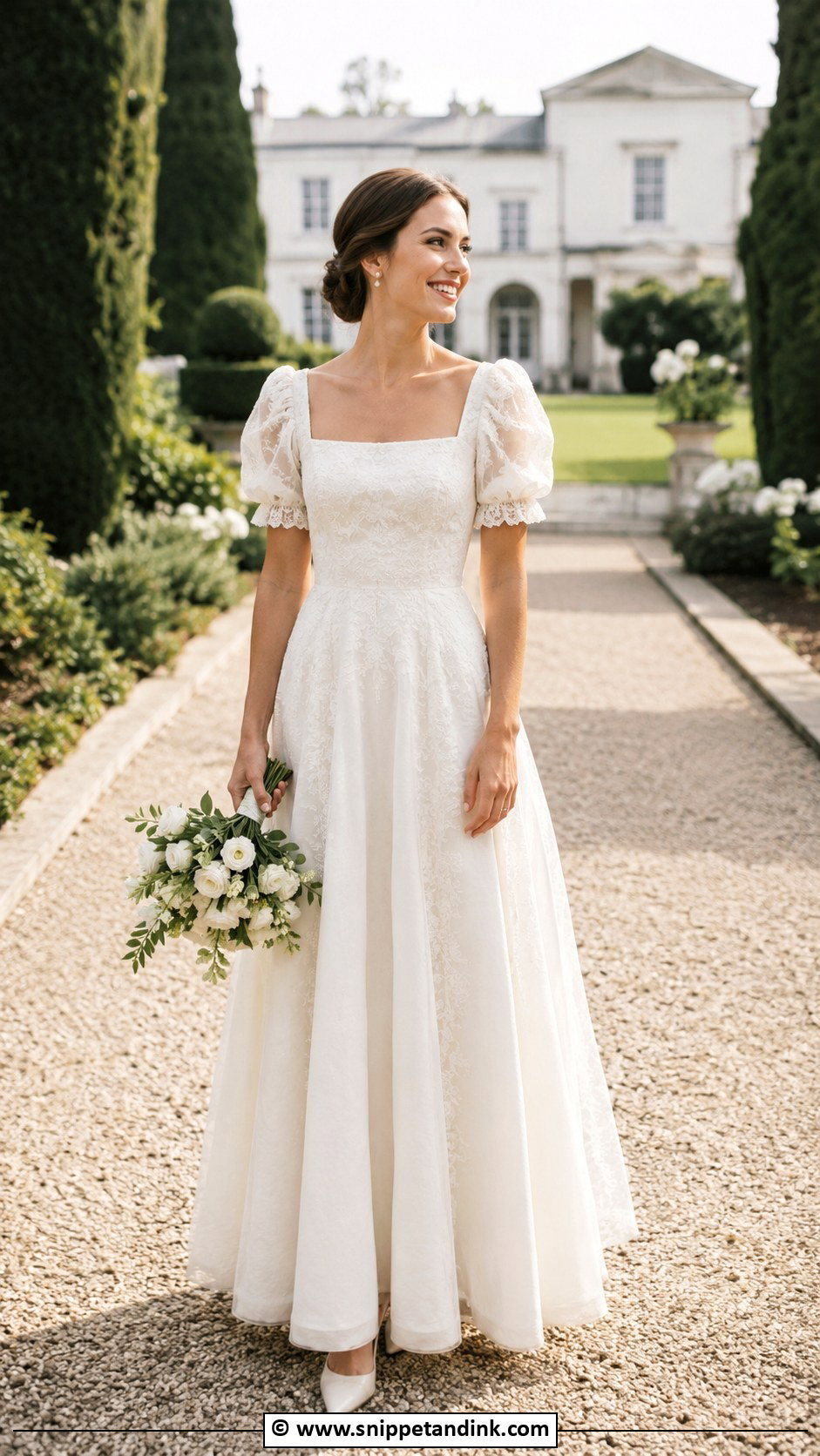 Vintage Square Neck Wedding Dress - Snippet and Ink - 35 Vintage Wedding Dresses