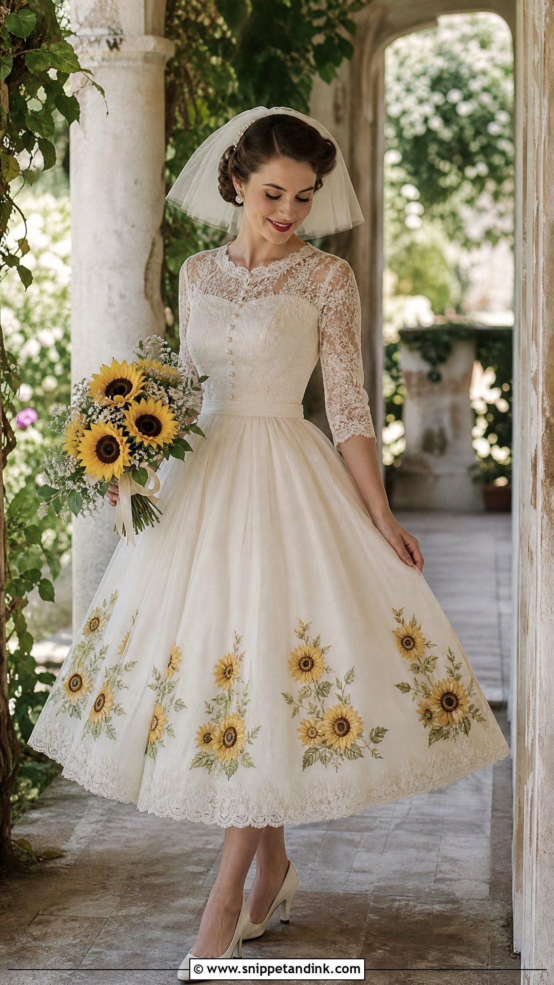 Vintage Sunflower Wedding Dress - Snippet and Ink - 25 Sunflower Wedding Dress Ideas