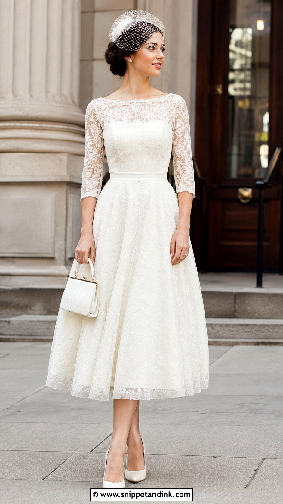Vintage Tea Length 34 Sleeve Wedding Dress - Snippet and Ink - 20 34 Sleeve Wedding Dress Ideas