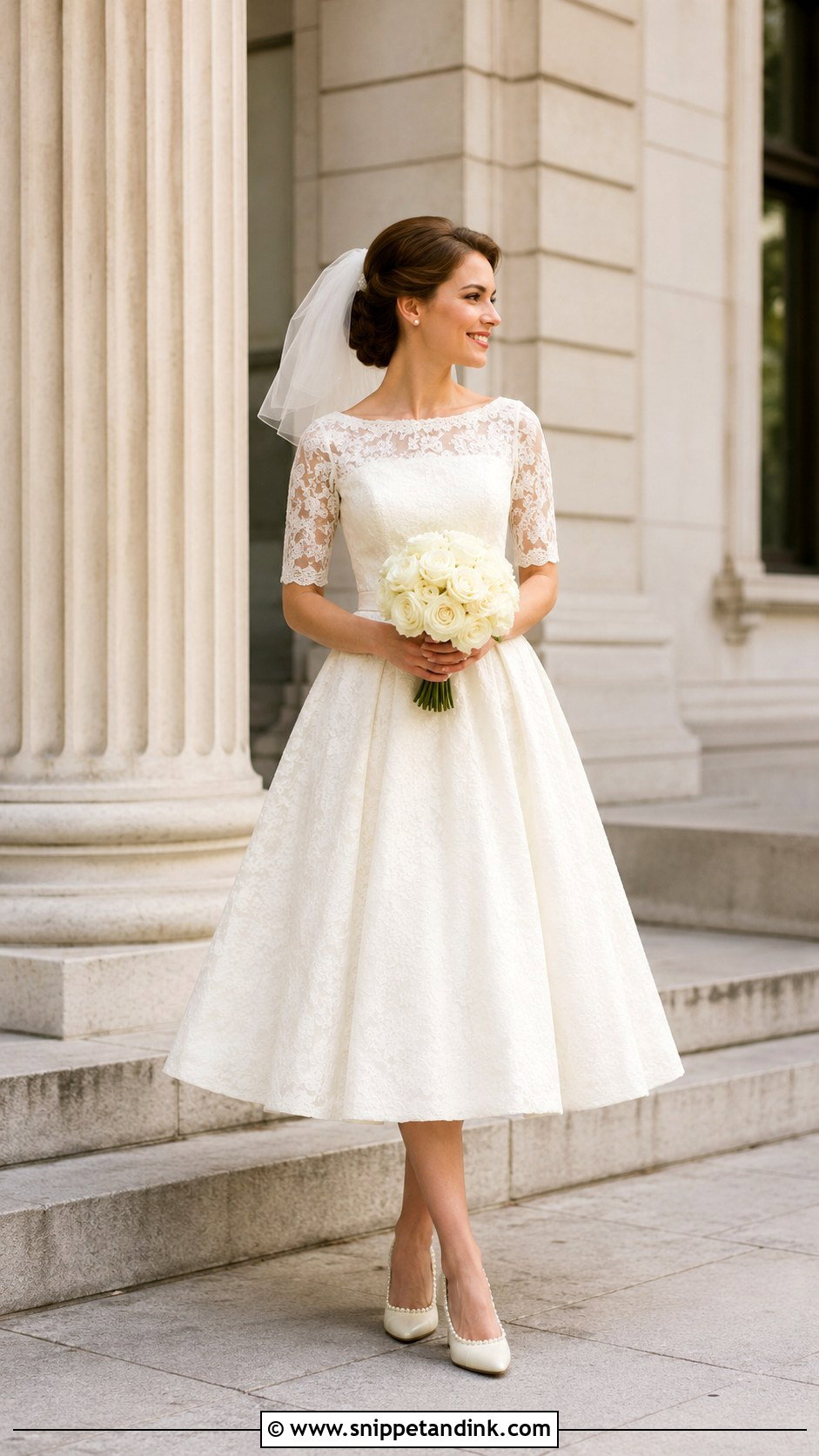 Vintage Tea Length A Line Wedding Dress - Snippet and Ink - 20 Modest a Line Wedding Dress Ideas