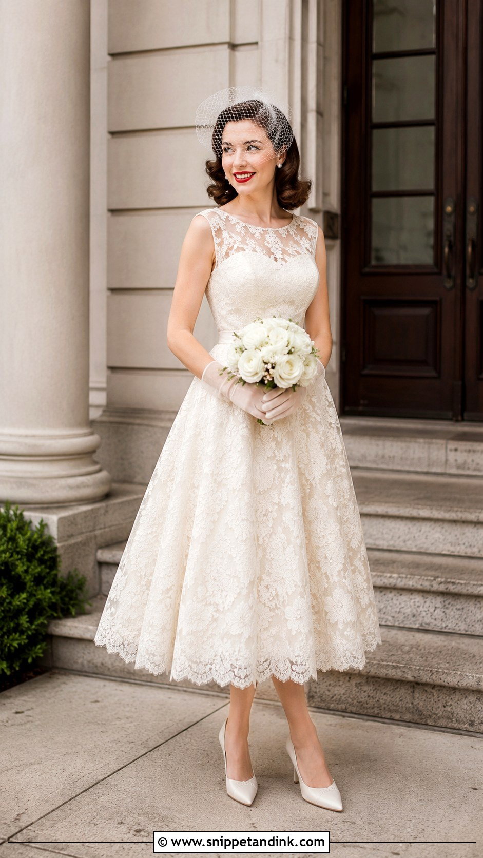Vintage Tea Length Bride Look - Snippet and Ink - 20 Lovely Bride Ideas