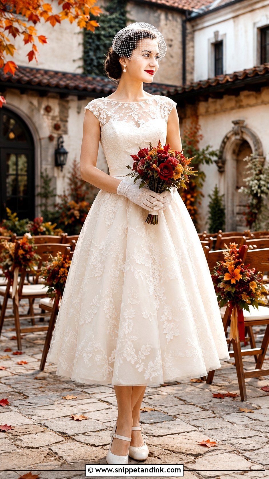 Vintage Tea Length Fall Bridal Dress - Snippet and Ink - 20 Fall Bridal Dresses