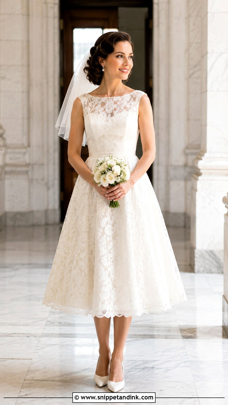 Vintage Tea Length Lace A Line Wedding Dress - Snippet and Ink - 20 Lace Aline Wedding Dress Ideas