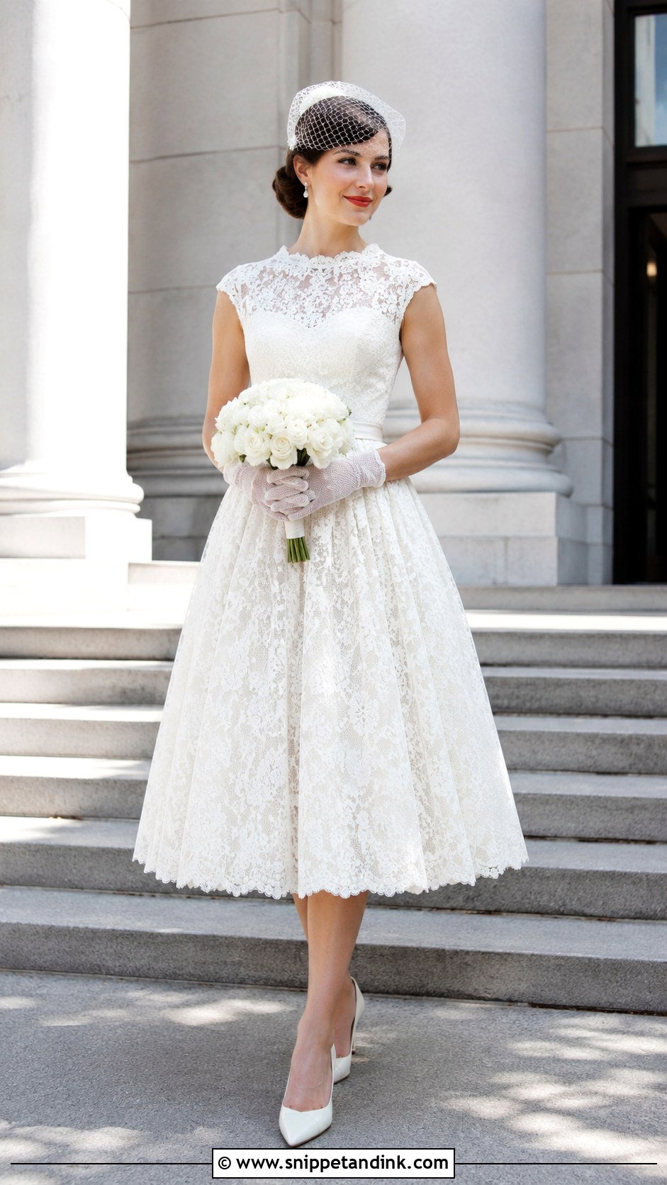 Vintage Tea Length Lace Wedding Dress - Snippet and Ink - 20 Lacey Wedding Dress Ideas