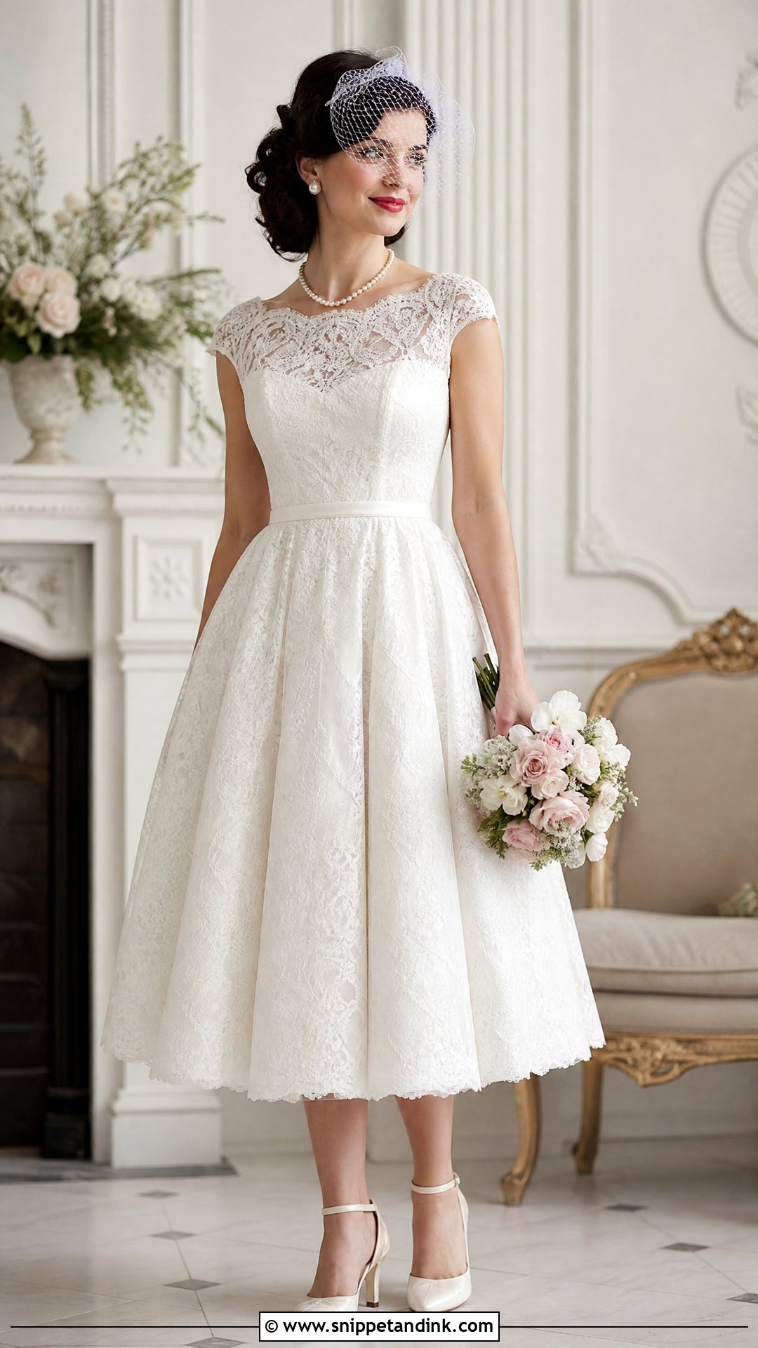 Vintage Tea Length Wedding Dress - Snippet and Ink - 25 Mid Length Wedding Dress Ideas