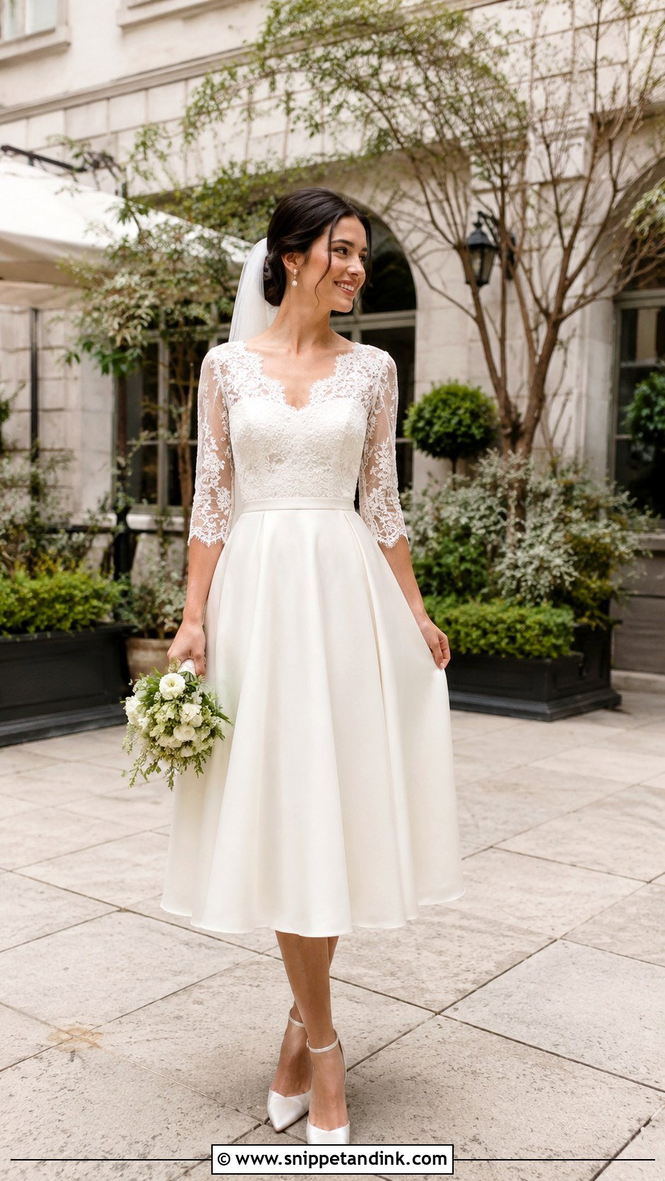 Vintage Tea Length Wedding Dress With Sleeves - Snippet and Ink - 20 Classic Wedding Dress with Sleeves