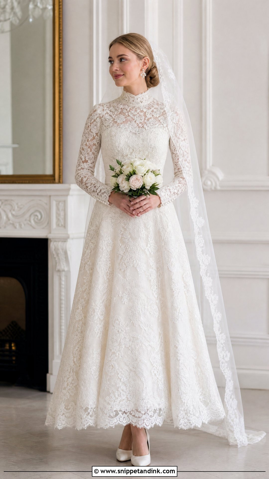 Vintage Turtleneck Lace Wedding Dress - Snippet and Ink - 20 Turtleneck Wedding Dresses