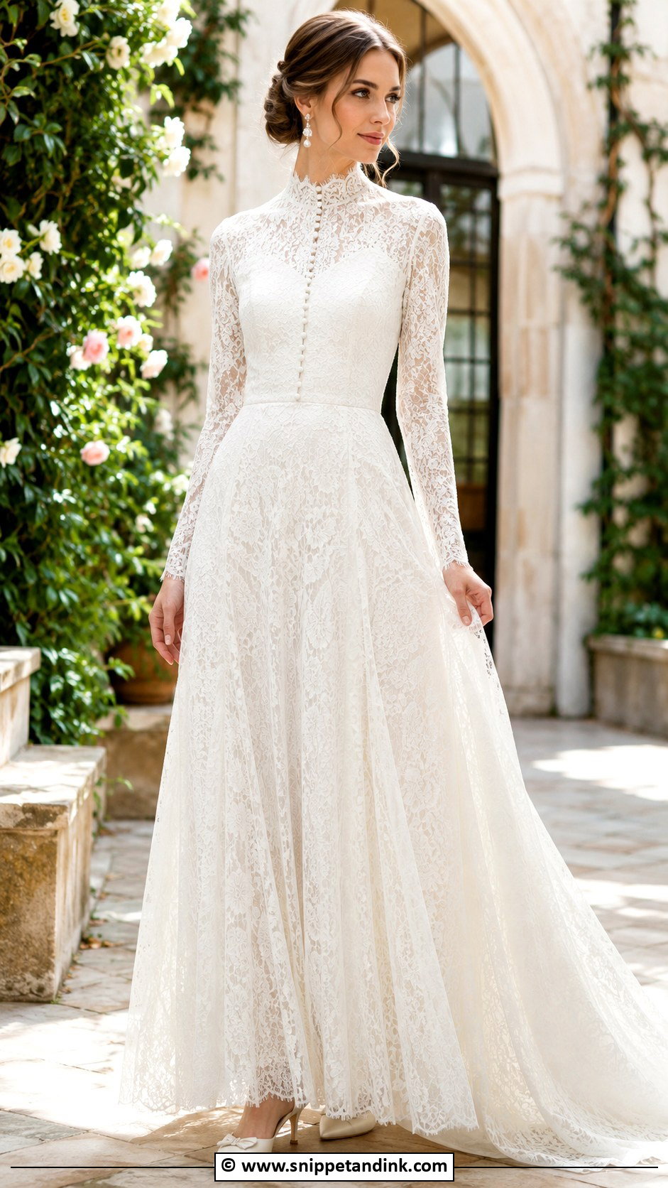 Vintage Turtleneck Wedding Dress - Snippet and Ink - 25 Turtle Neck Wedding Dress Ideas