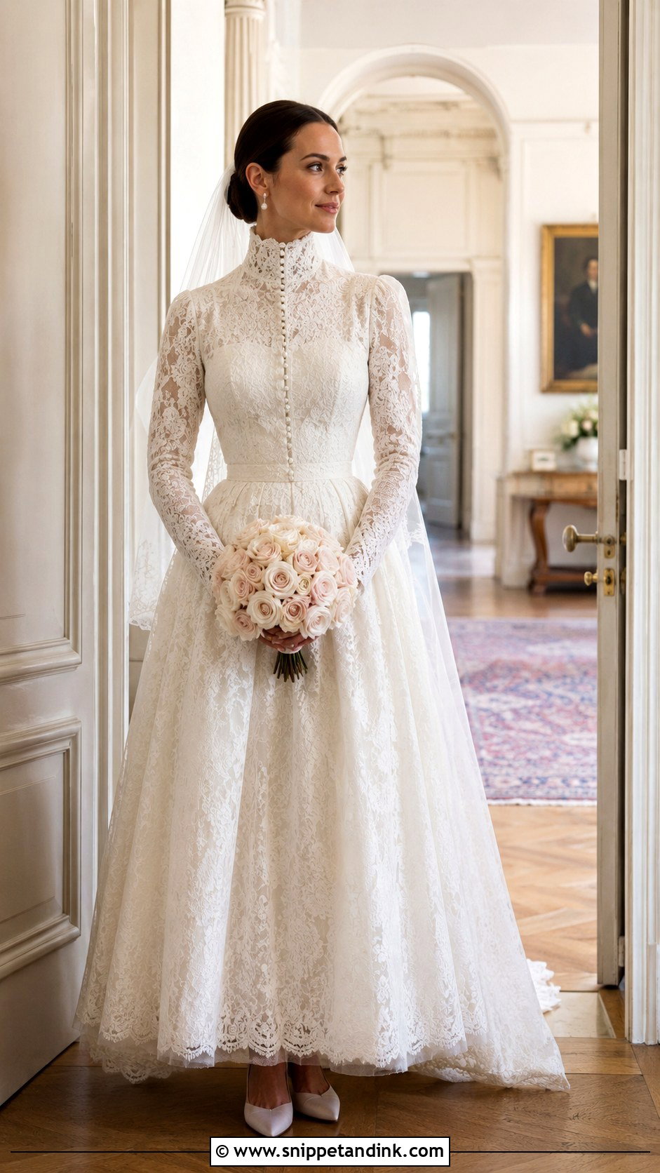 Vintage Victorian Lace Turtleneck Wedding Dress - Snippet and Ink - 20 Lace Turtleneck Wedding Dress Ideas