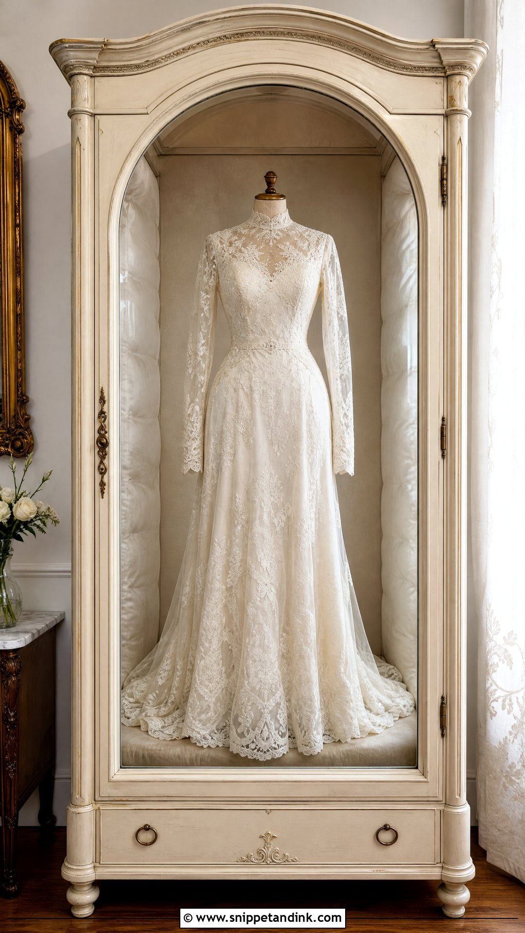 Vintage Wedding Dress Display Cabinet - Snippet and Ink - 20 Wedding Dress Display in Closet Ideas
