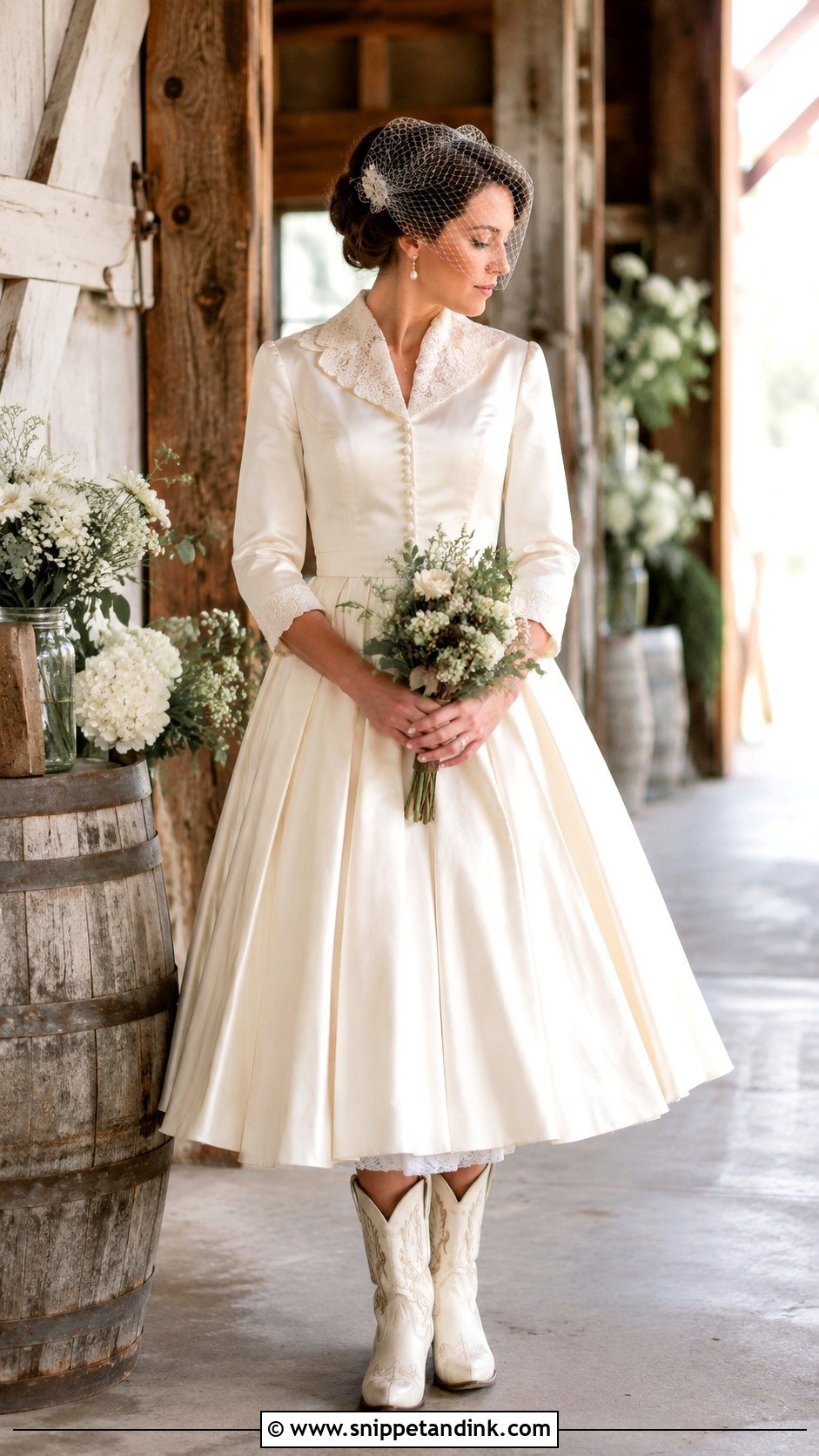 Vintage Wedding Dress With Boots - Snippet and Ink - 25 Country Wedding Dresses with Boots