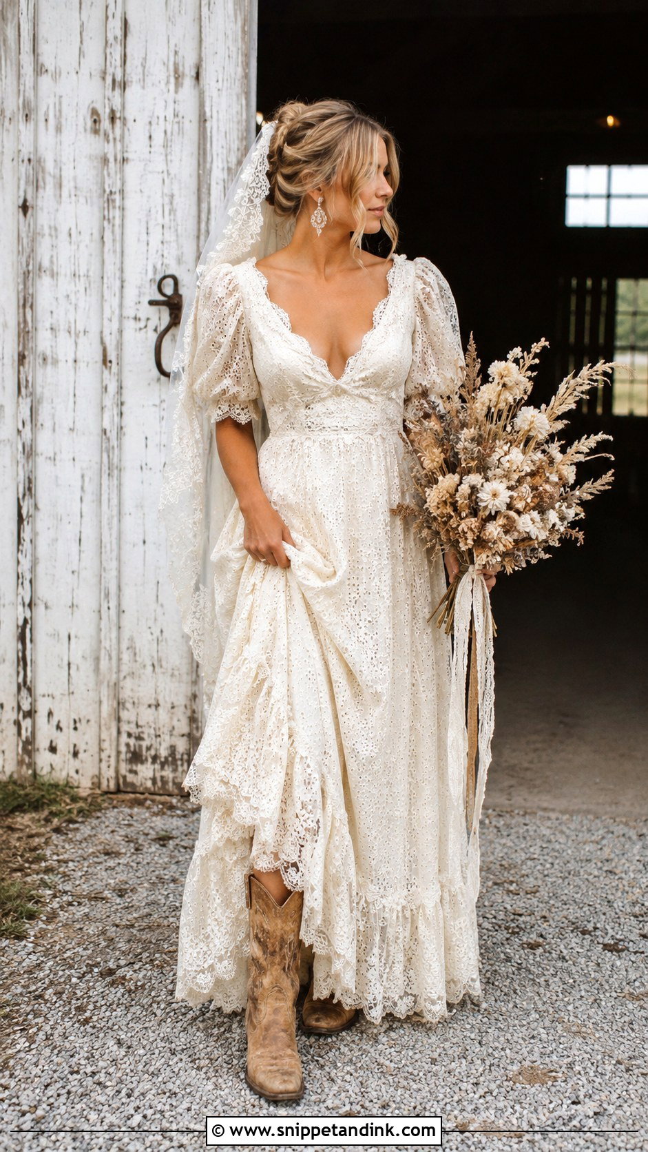 Vintage Wedding Dress With Cowboy Boots - Snippet and Ink - 25 Wedding Dress with Cowboy Boots Ideas