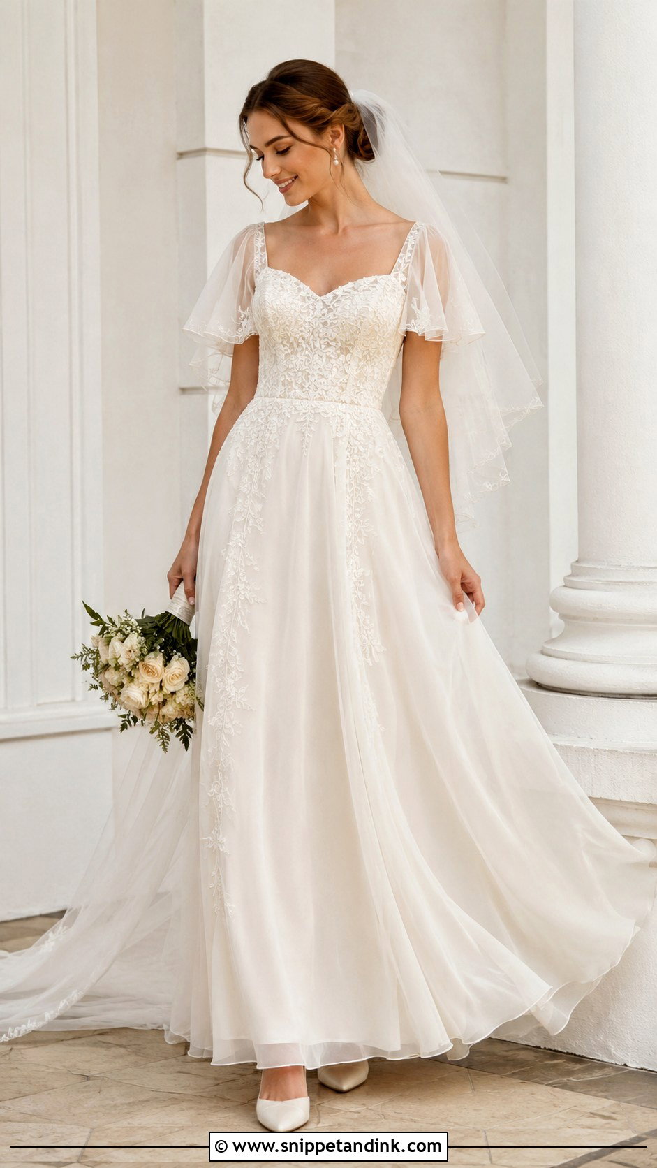 Vintage Wedding Dress With Detachable Flutter Sleeves - Snippet and Ink - 20 Wedding Dress with Detachable Sleeves