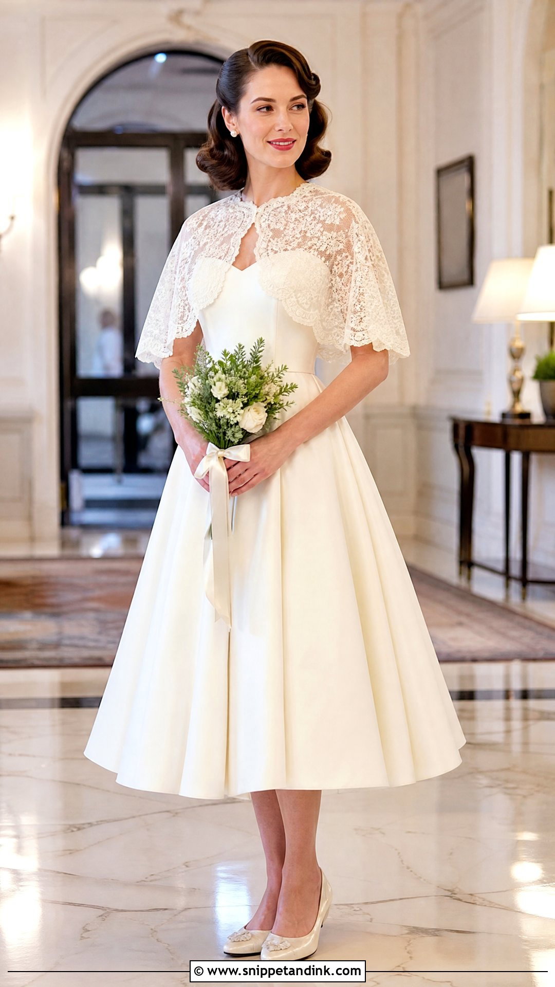 Vintage Wedding Dress With Lace Capelet - Snippet and Ink - 20 Wedding Dress with a Cape Ideas