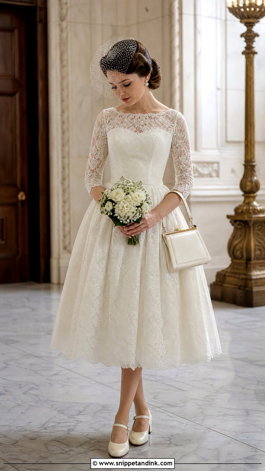 Vintage Wedding Dress With Mary Jane Flats - Snippet and Ink - 25 Wedding Footwear Ideas