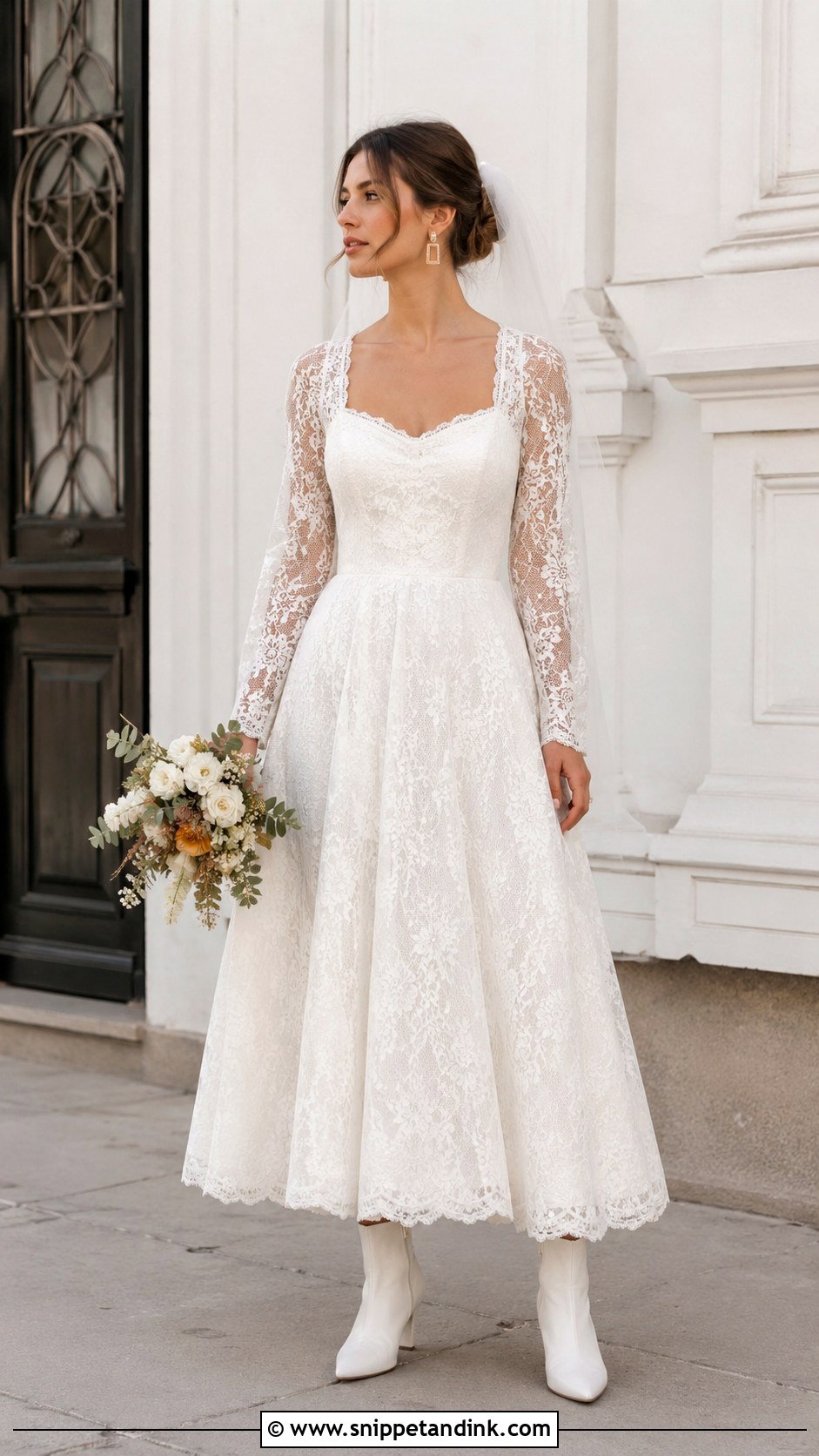 Vintage Wedding Dress With Modern Boots - Snippet and Ink - 20 Unusual Wedding Dress Ideas