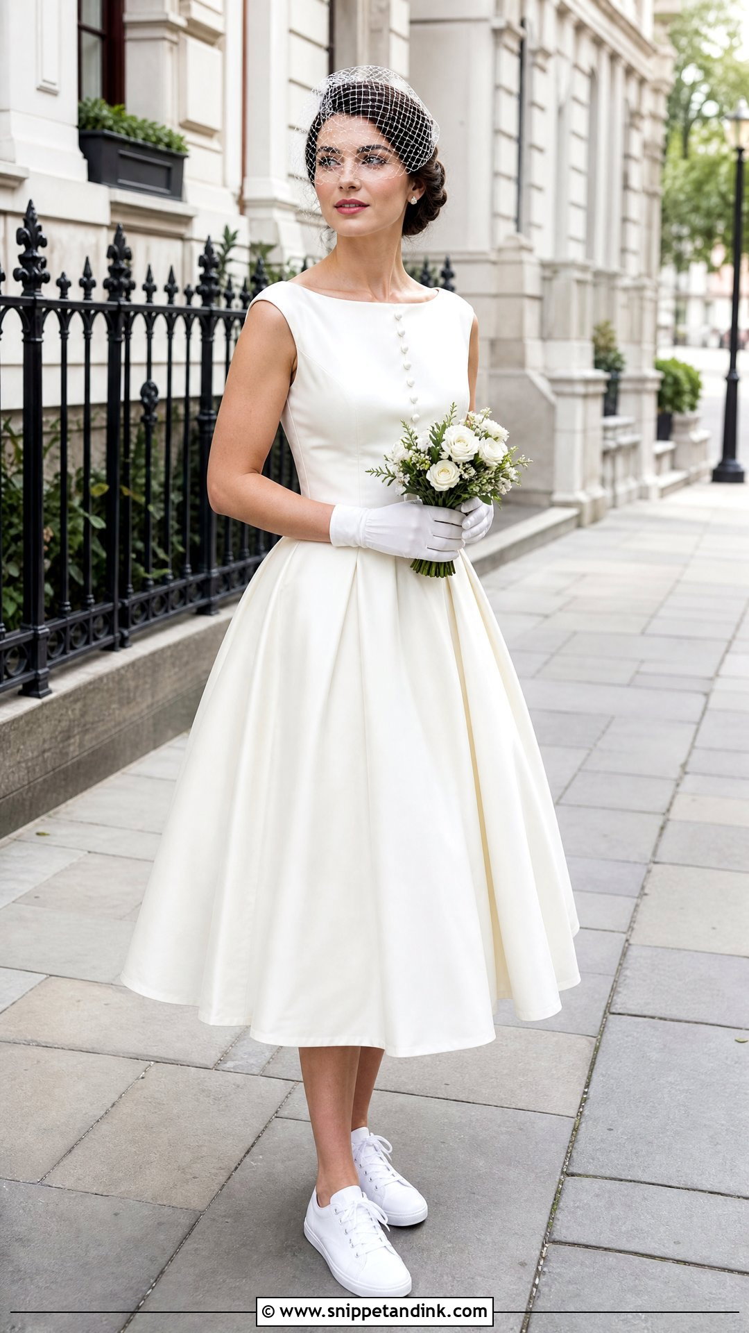 Vintage Wedding Dress With Retro Sneakers - Snippet and Ink - 20 Wedding Dress Sneakers Ideas