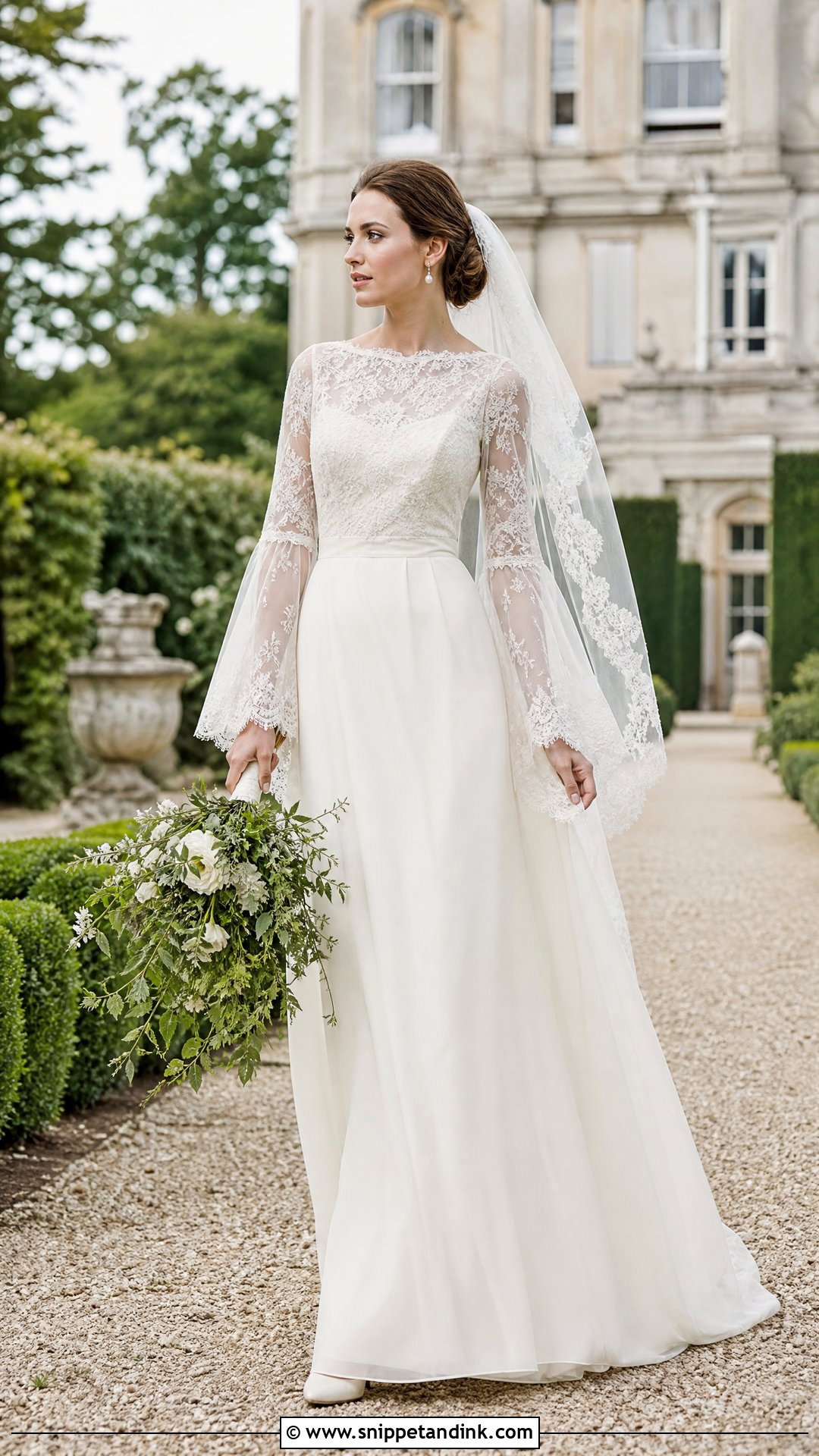 Vintage Wedding Dress With Sheer Bell Sleeves - Snippet and Ink - 20 Wedding Dress with Sheer Sleeves