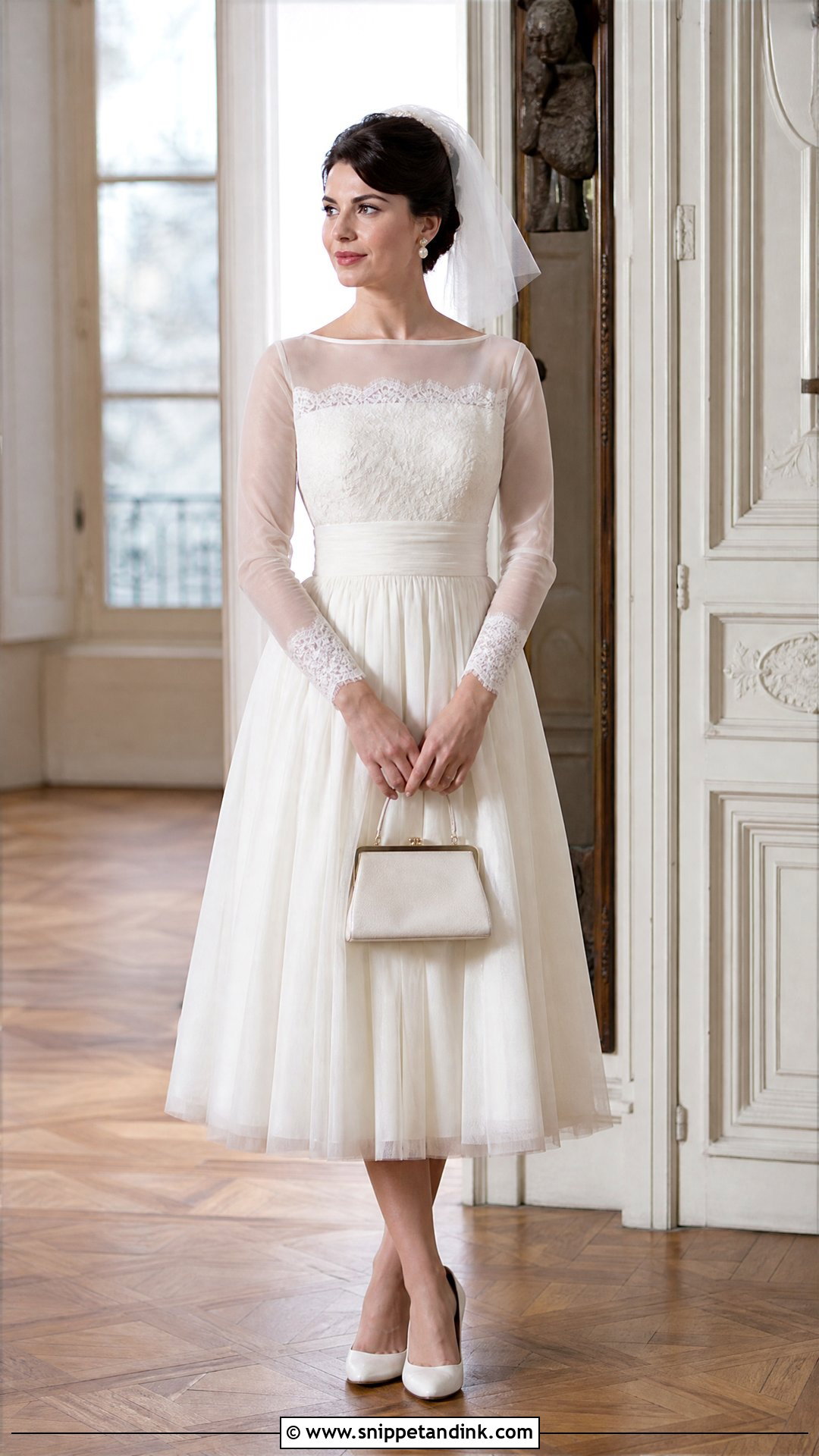 Vintage Wedding Dress with Mesh Sleeves - Snippet and Ink - 20 Wedding Dress with Mesh Sleeves