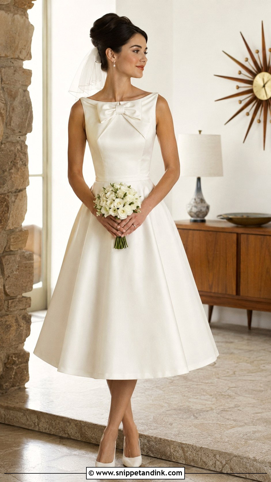 Vintage Wedding Dress with Neckline Bow - Snippet and Ink - 20 Wedding Dresses with Bow