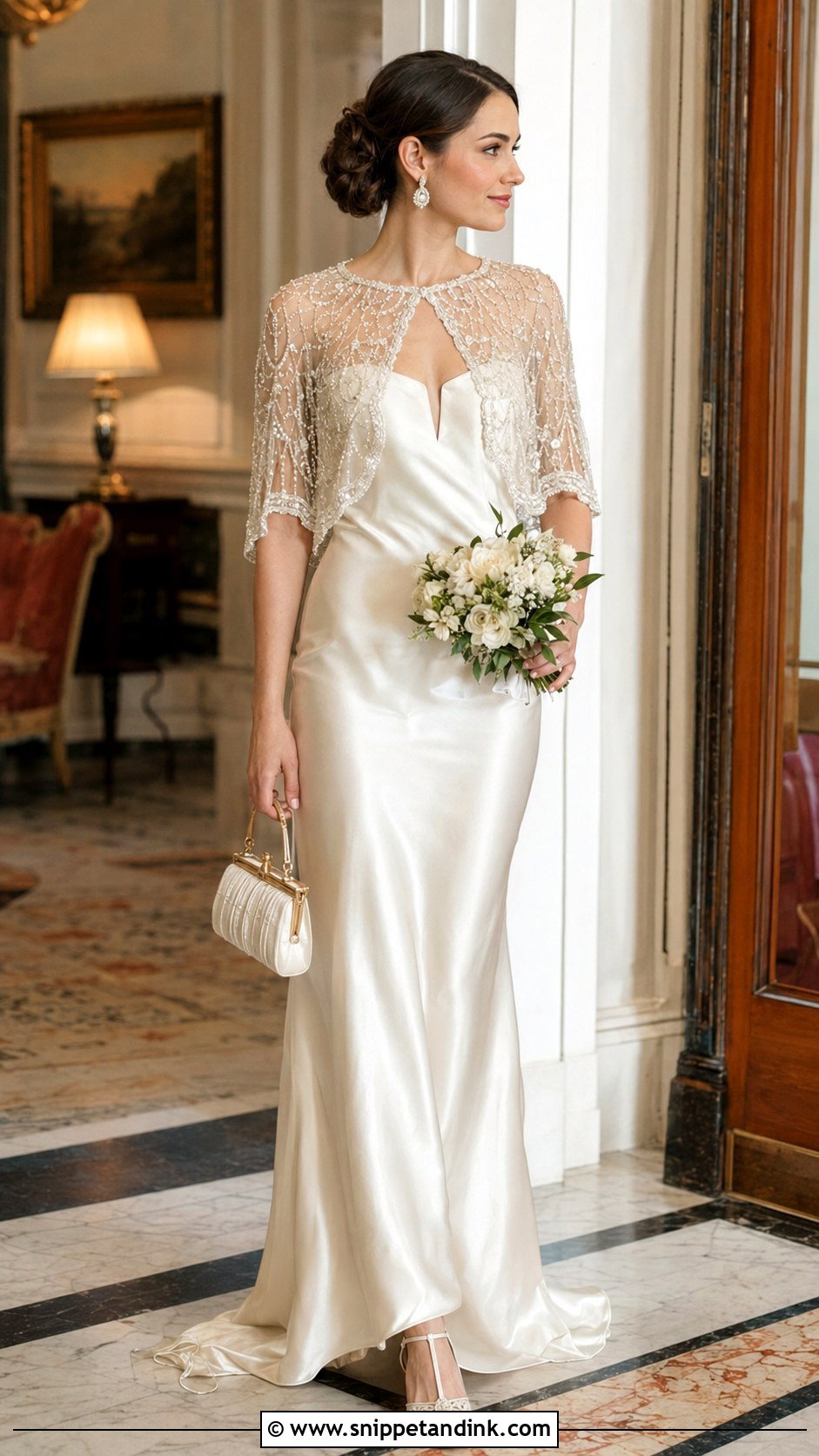 Vintage Wedding Gown With Beaded Capelet - Snippet and Ink - 20 Wedding Gown with Cape Ideas