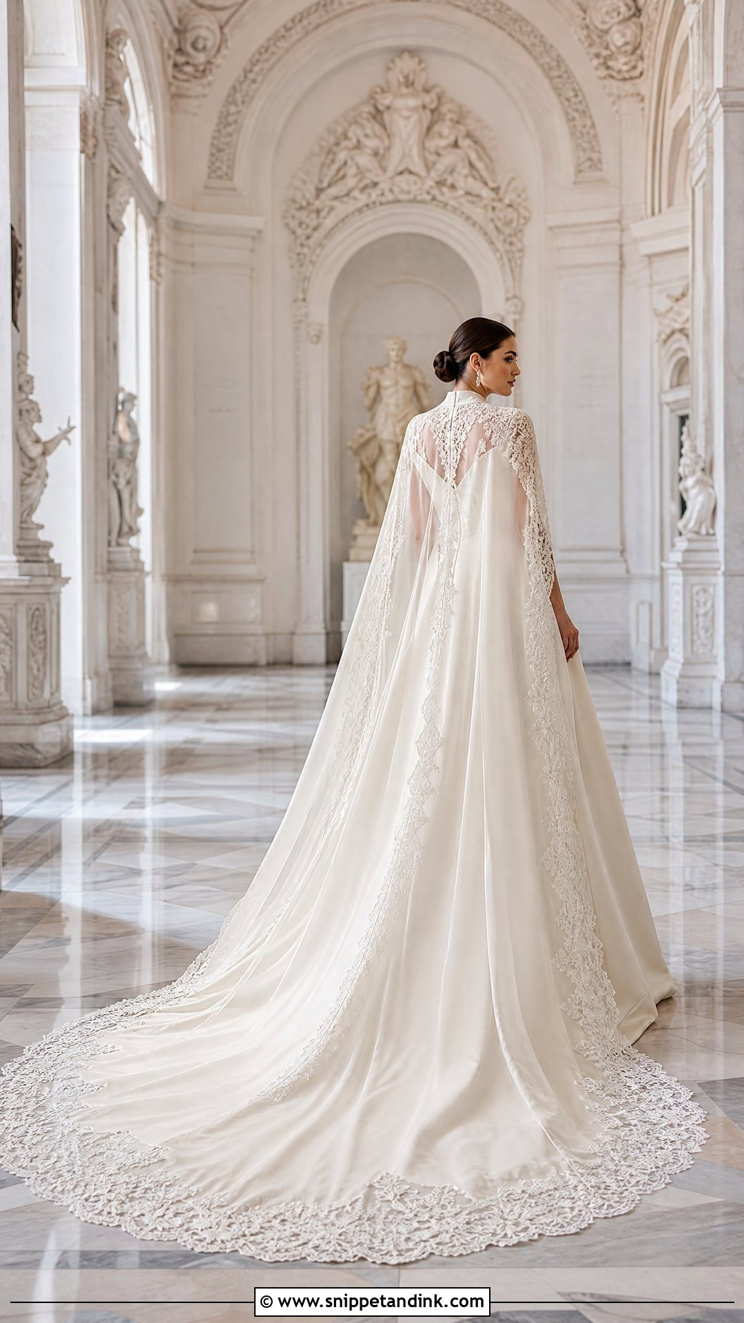 Vintage Wedding Gown With Cape And Cathedral Train - Snippet and Ink - 20 Vintage Classy Wedding Gown Ideas