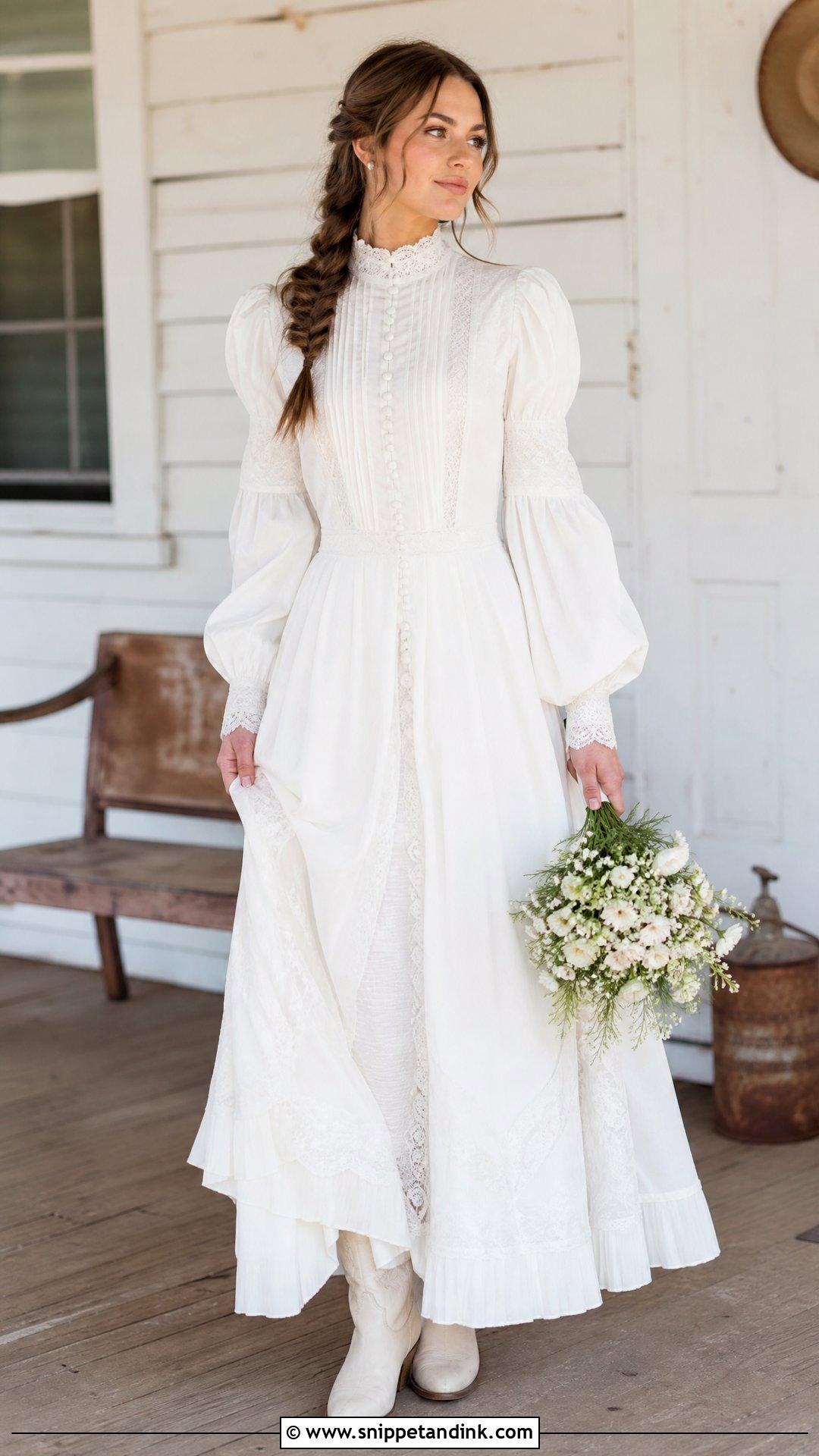 Vintage Western Bridal Dress With Prairie Details - Snippet and Ink - 25 Western Bridal Dresses