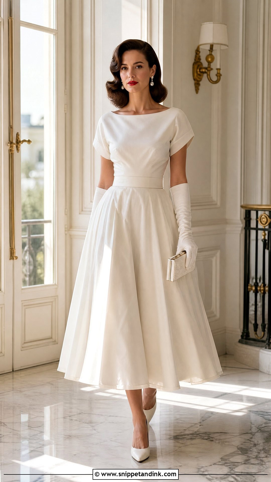 Vintage White Gown With Gloves - Snippet and Ink - 20 White Gown Aesthetic Ideas