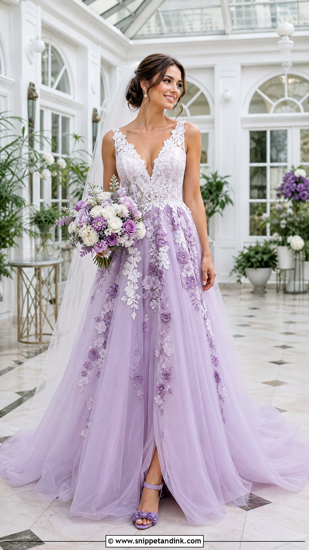 Violet And White Wedding Dress - Snippet and Ink - 20 Violet Wedding Dress Ideas