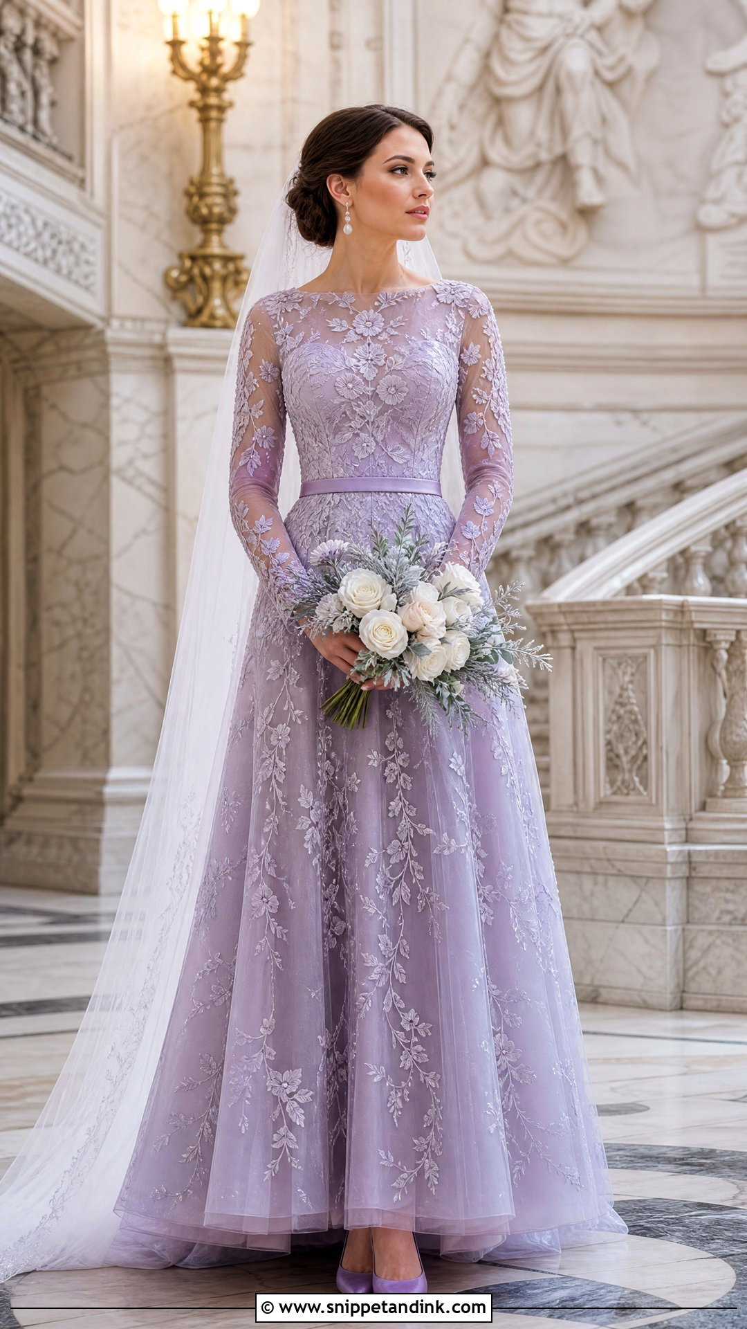 Violet Long Sleeve Wedding Dress - Snippet and Ink - 20 Violet Wedding Dress Ideas