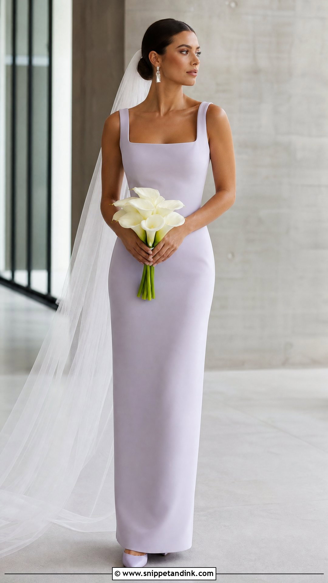 Violet Minimalist Column Wedding Dress - Snippet and Ink - 20 Violet Wedding Dress Ideas