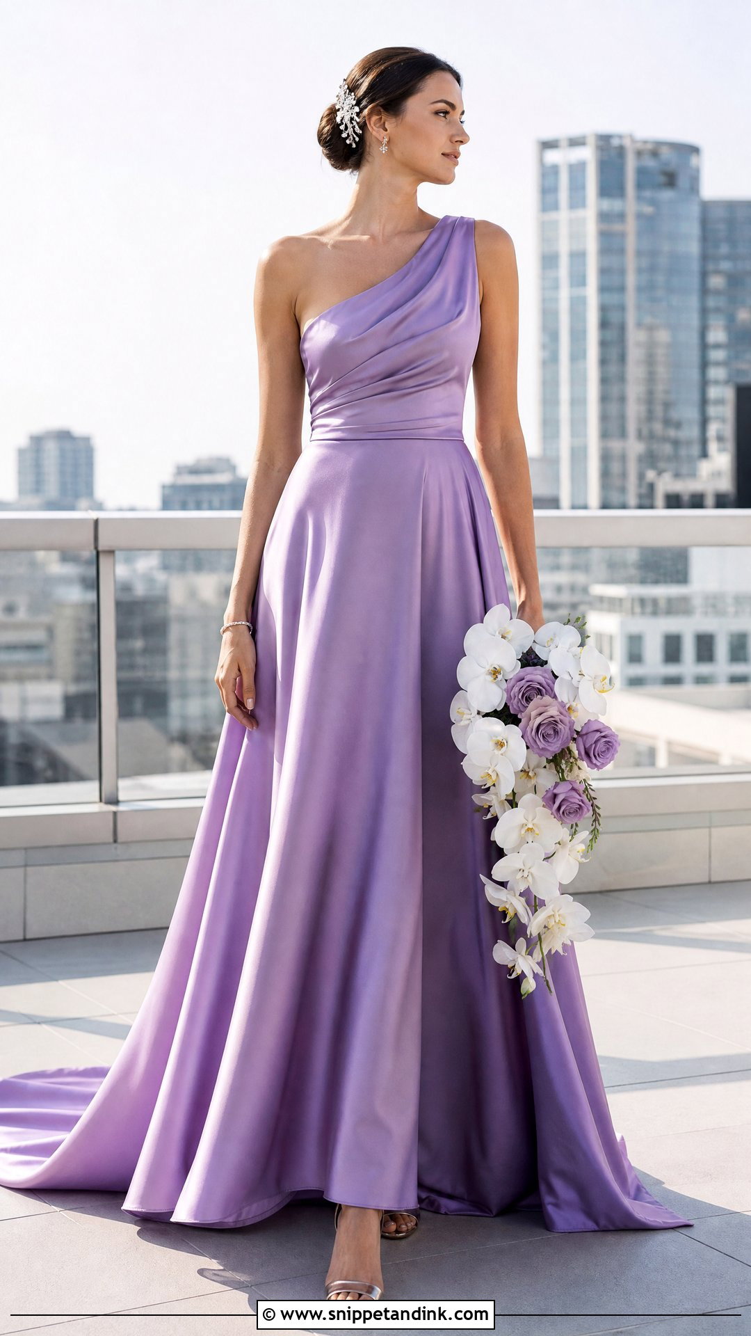 Violet One Shoulder Wedding Dress - Snippet and Ink - 20 Violet Wedding Dress Ideas