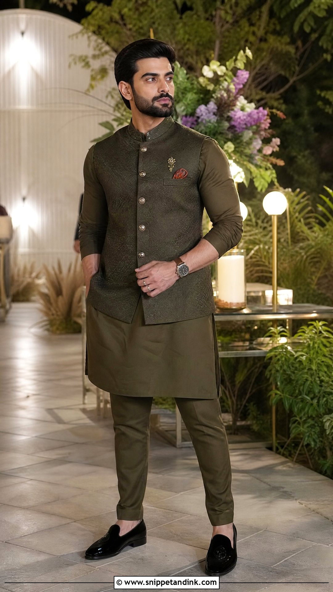 Virat Kohli Olive Green Kurta Jacket Outfit - Snippet and Ink - 20 Virat Kohli Wedding Outfit Ideas