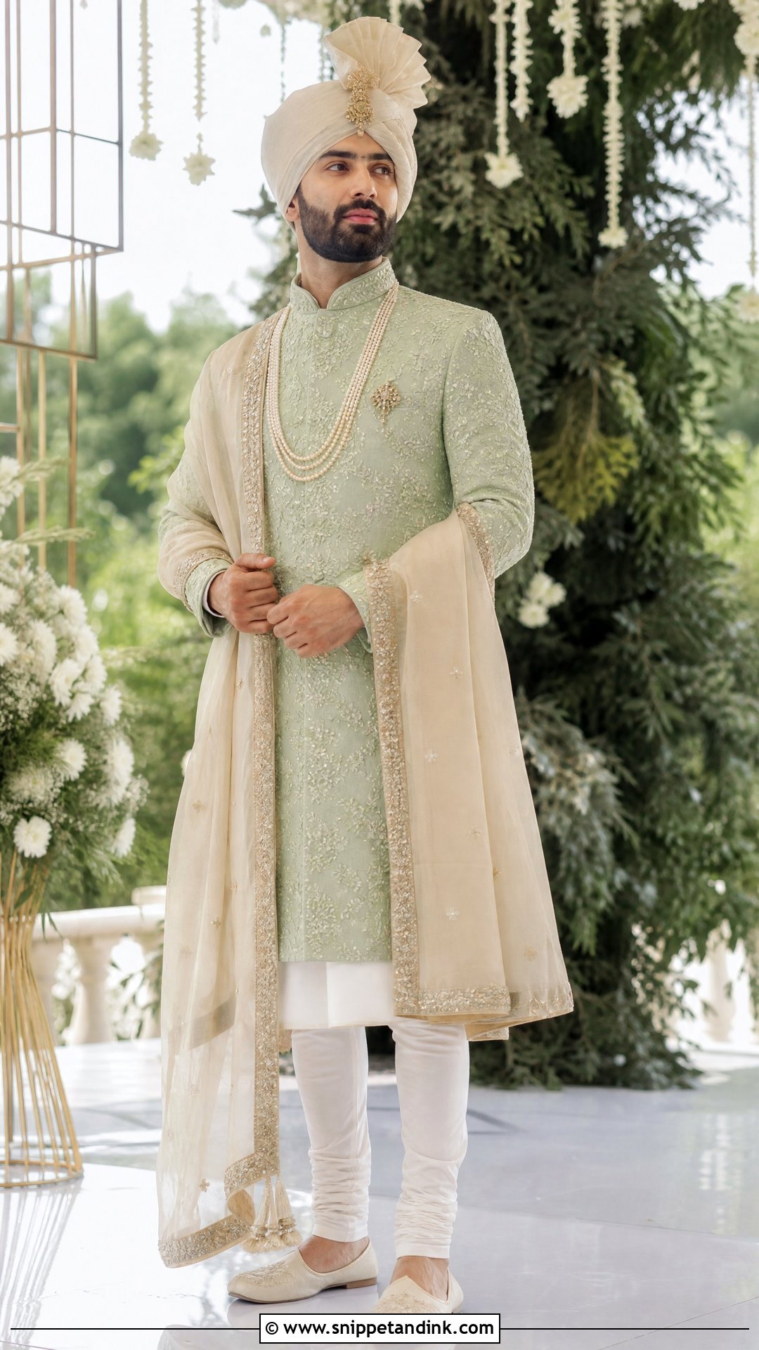 Virat Kohli Pista Green Sherwani Outfit - Snippet and Ink - 20 Virat Kohli Wedding Outfit Ideas