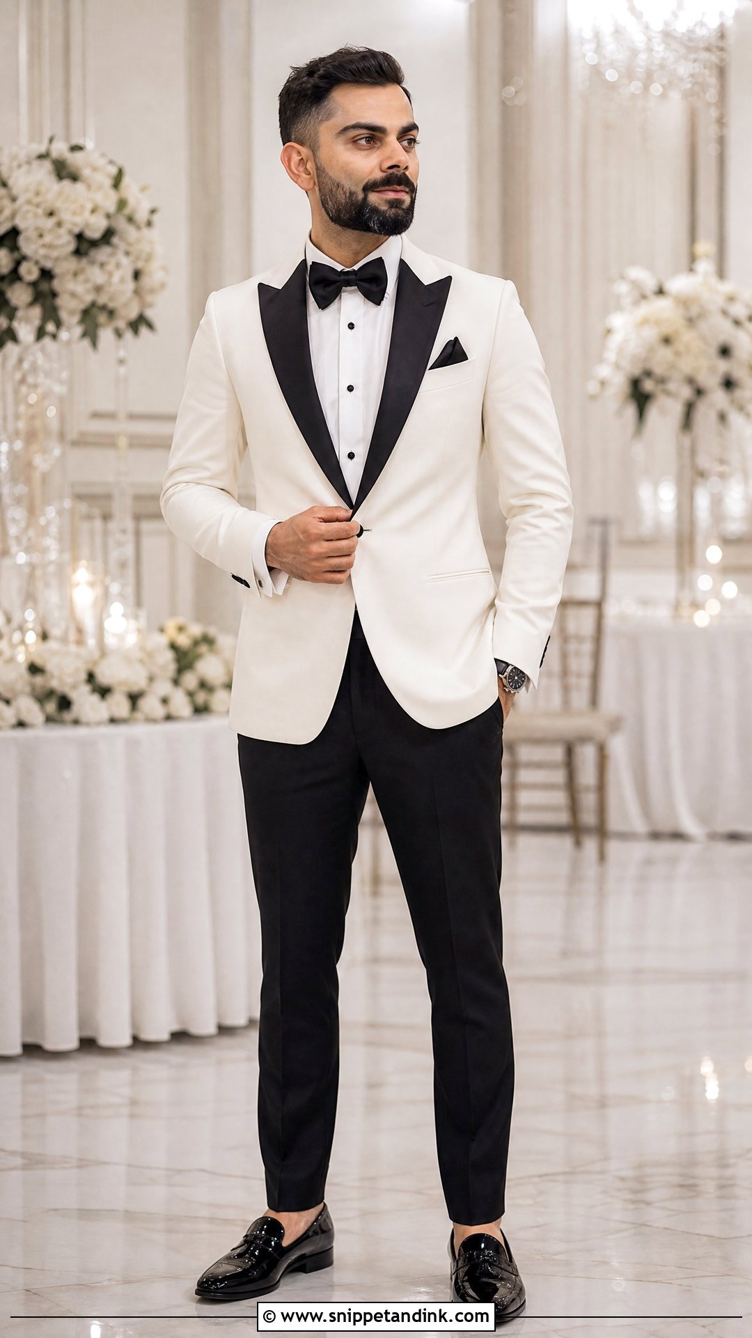 Virat Kohli White Tuxedo Reception Outfit - Snippet and Ink - 20 Virat Kohli Wedding Outfit Ideas